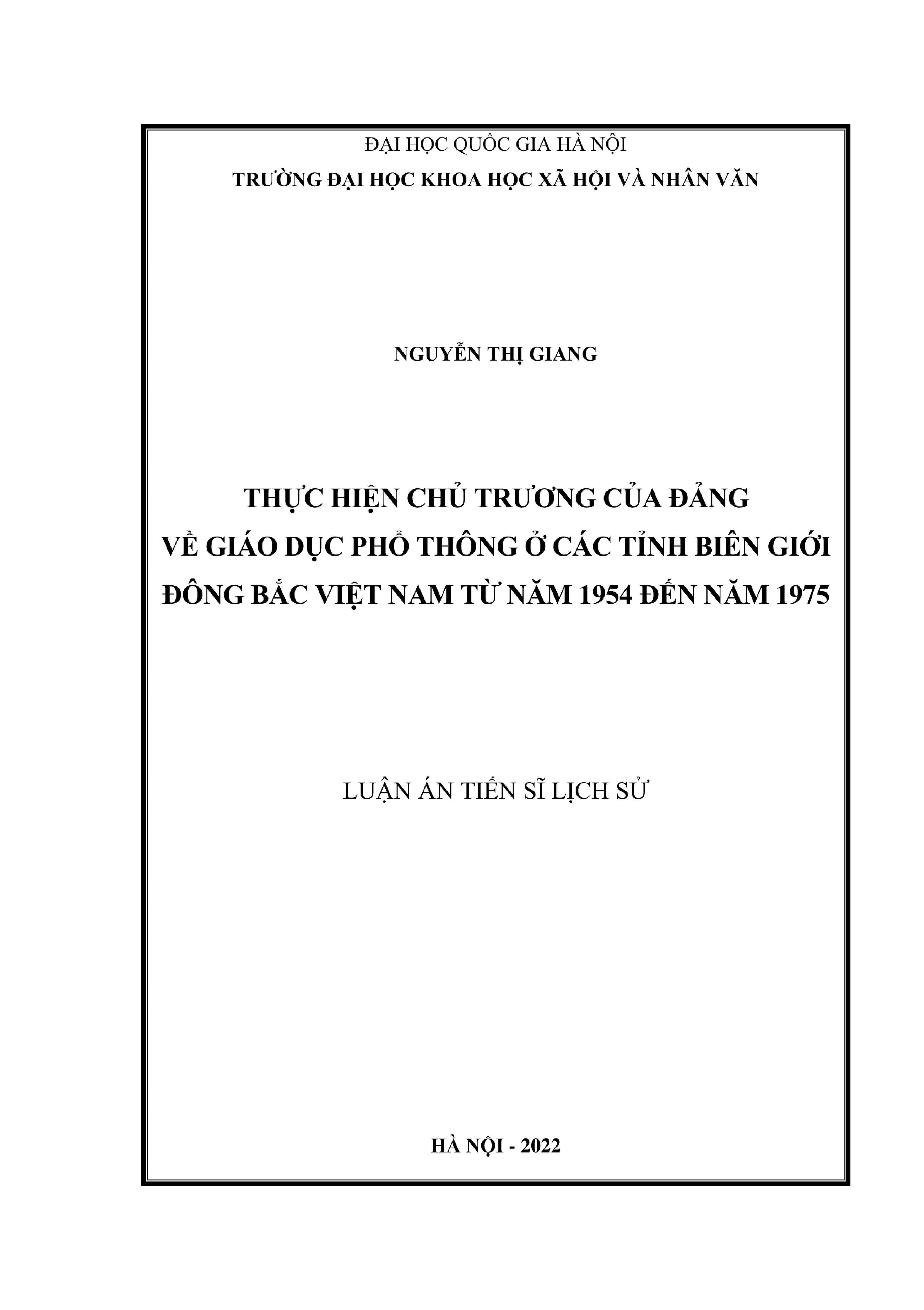 Giáo dục phổ thông ở biên giới Đông Bắc Việt Nam (1954-1975)