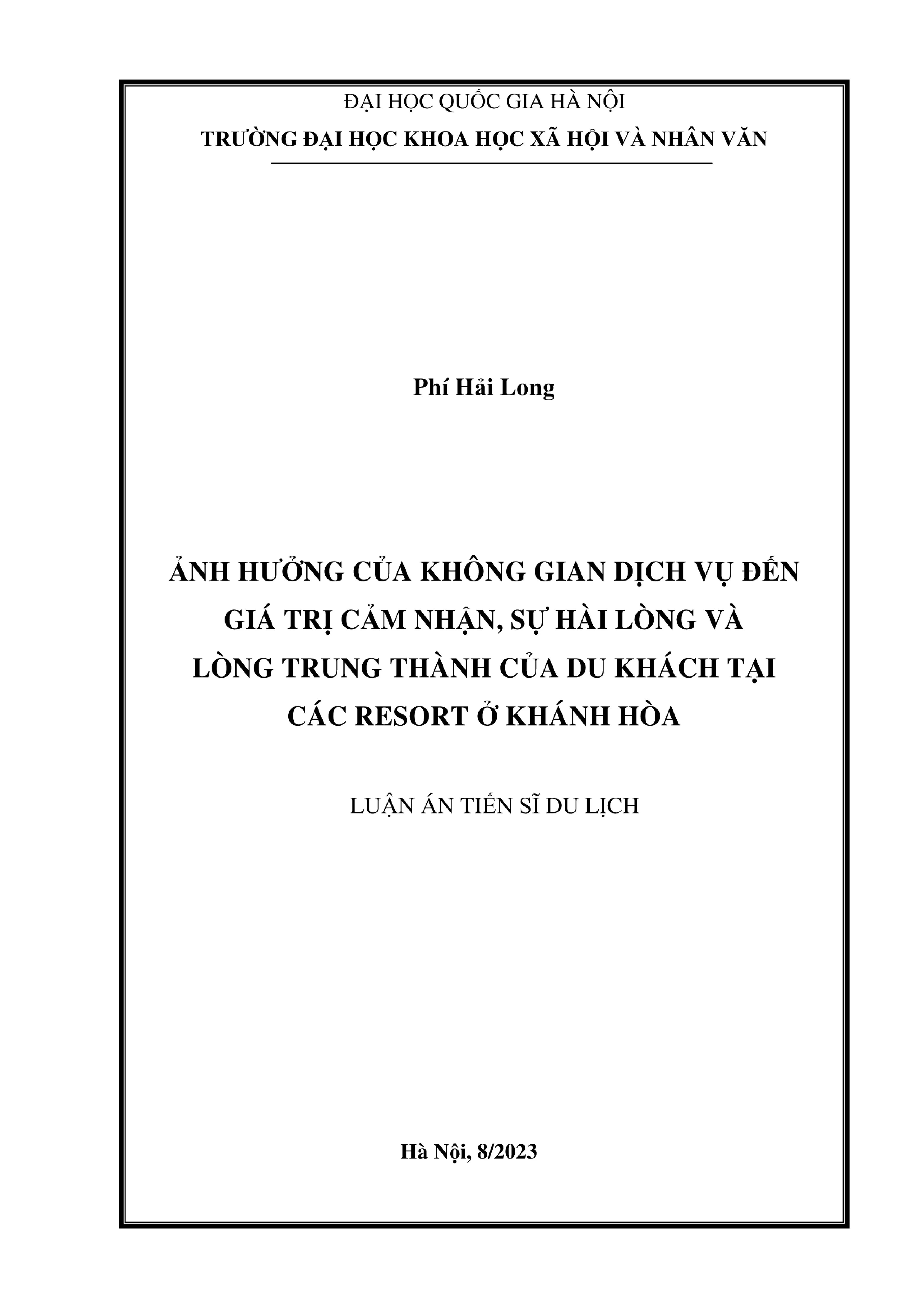 Ảnh hưởng không gian dịch vụ đến sự hài lòng du khách
