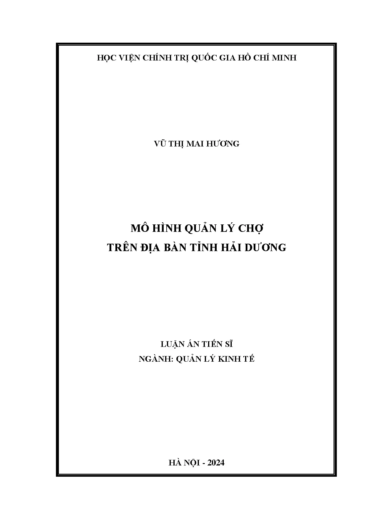 Mô hình quản lý chợ trên địa bàn tỉnh hải dương