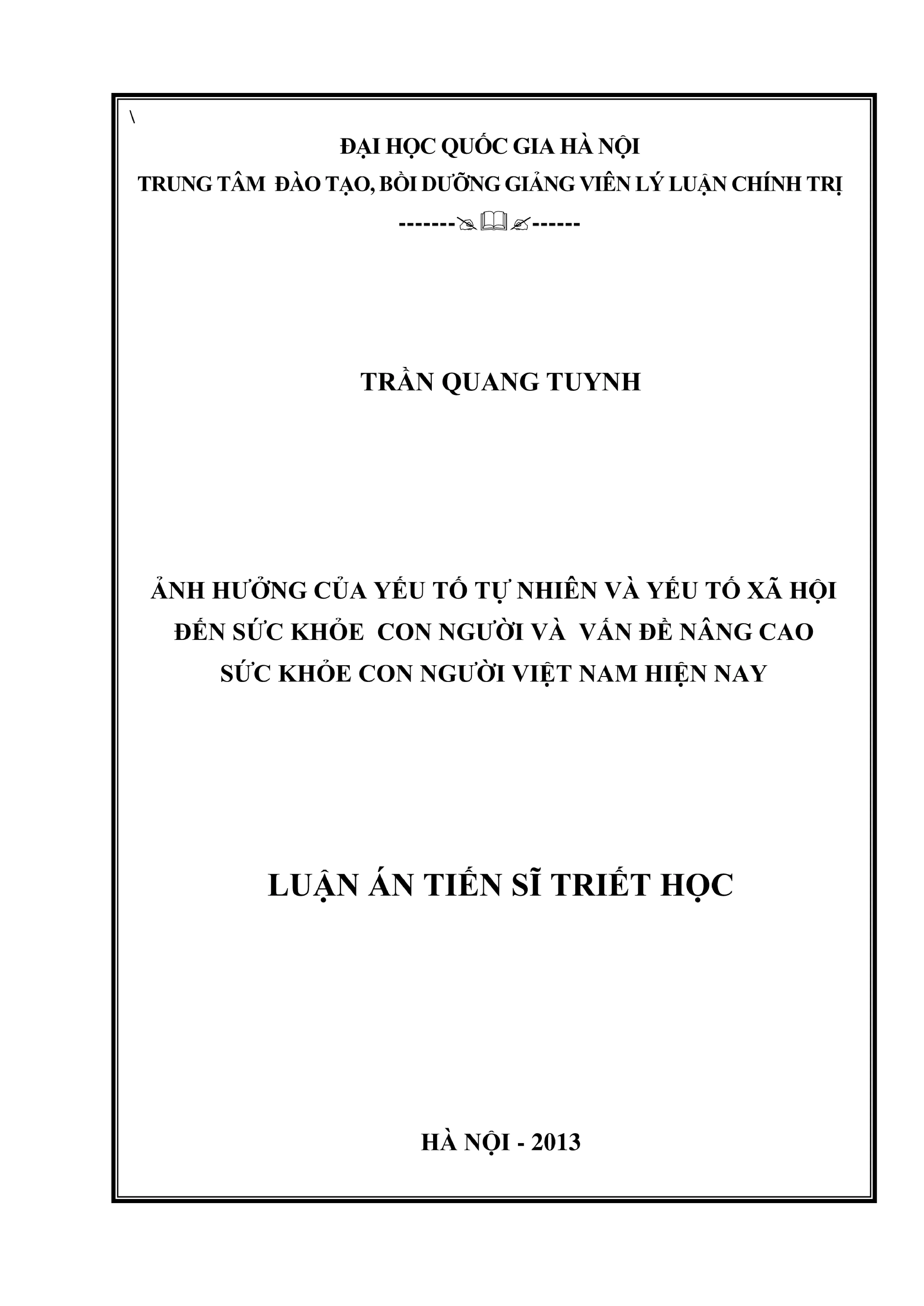 Luận án tiến sĩ triết học ảnh hưởng của yếu tố tự nhiên và y
