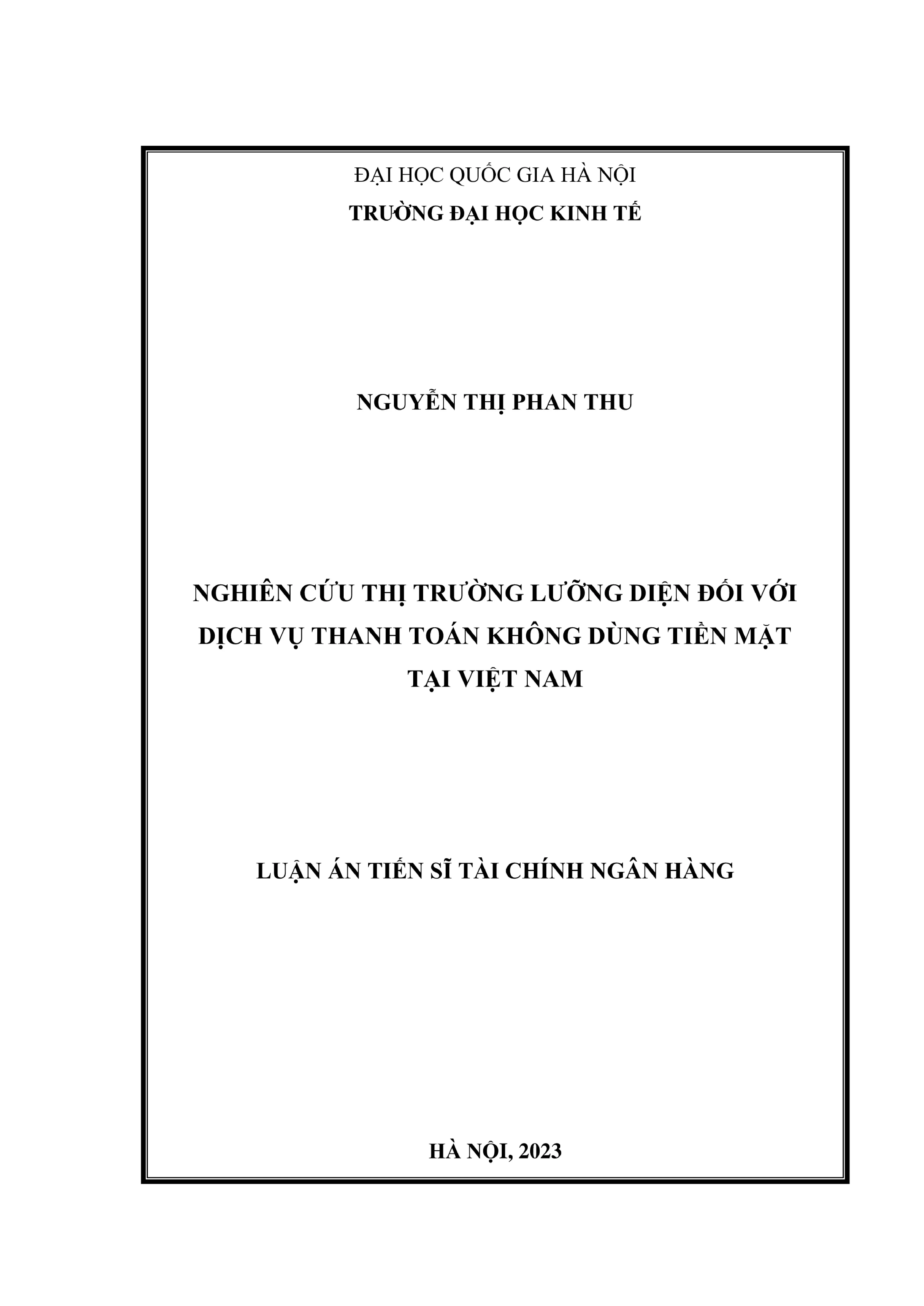 Nghiên cứu thị trường lưỡng diện dịch vụ thanh toán không tiền mặt tại Việt Nam