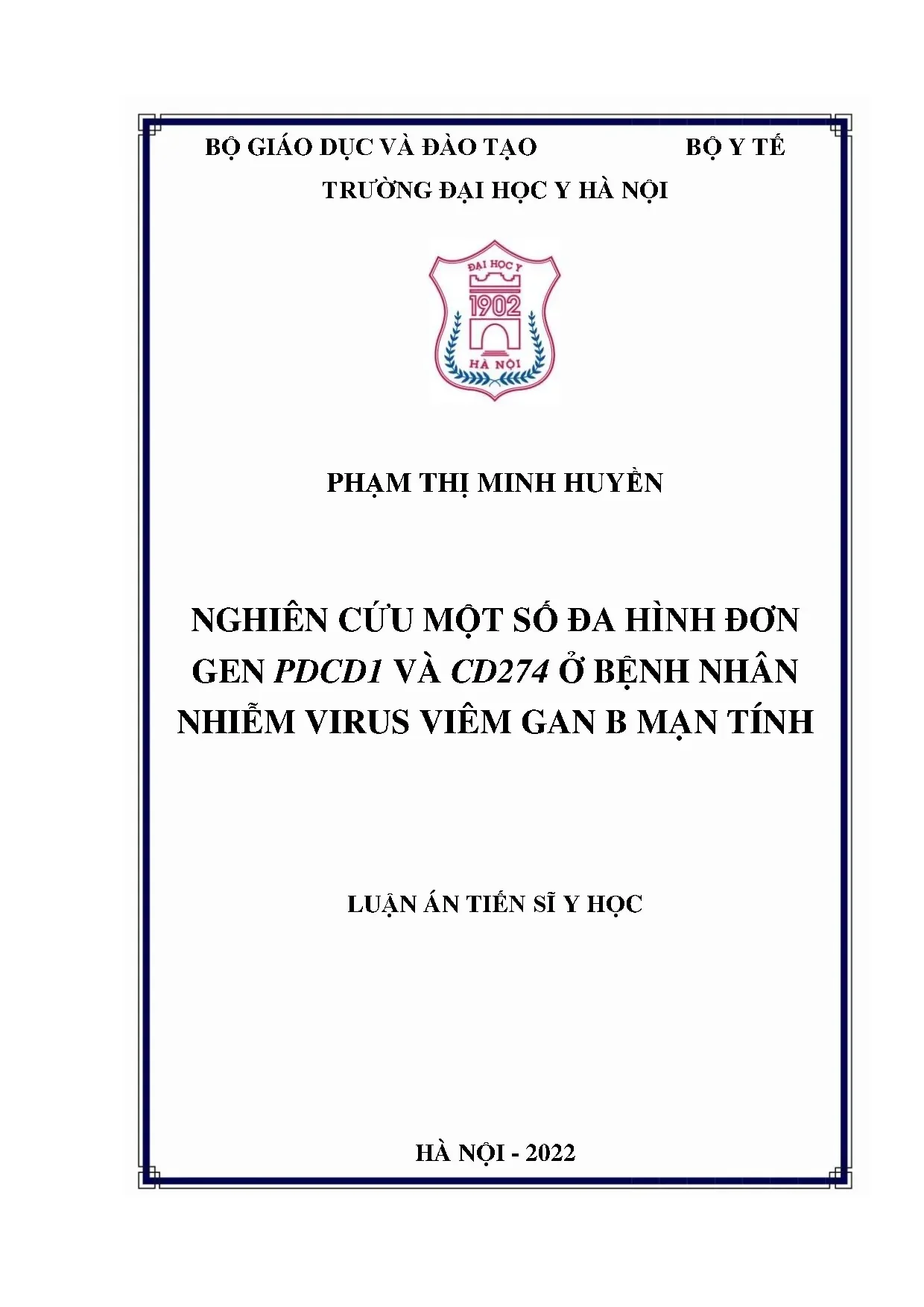 Đa hình gen PDCD1, CD274 ở bệnh nhân viêm gan B mạn tính