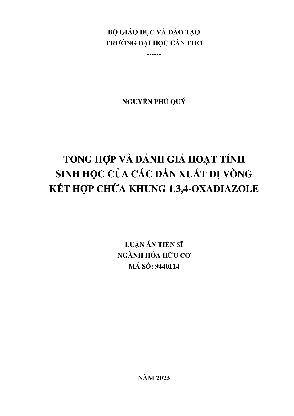Tổng hợp và đánh giá hoạt tính sinh học của các dẫn xuất dị