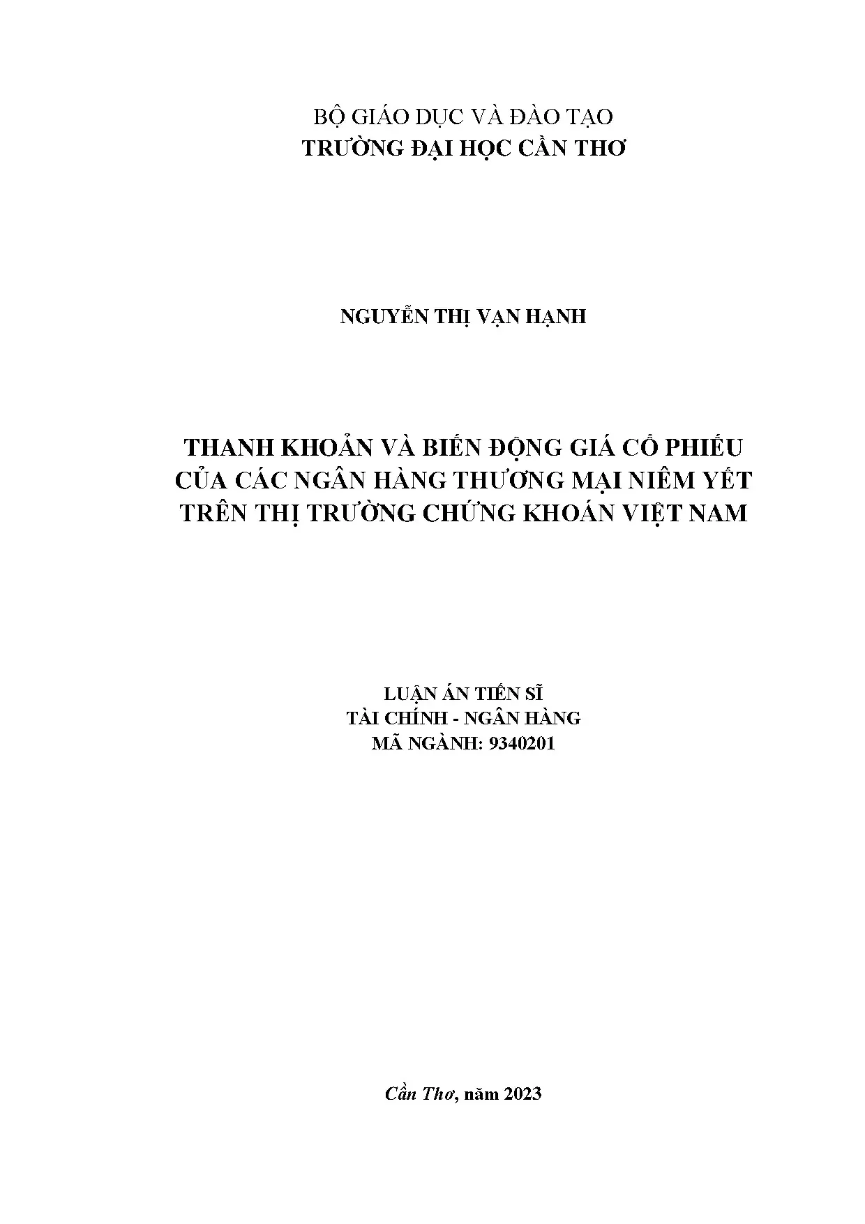 Luận án tiến sĩ thanh khoản và biến động giá cổ phiếu của cá
