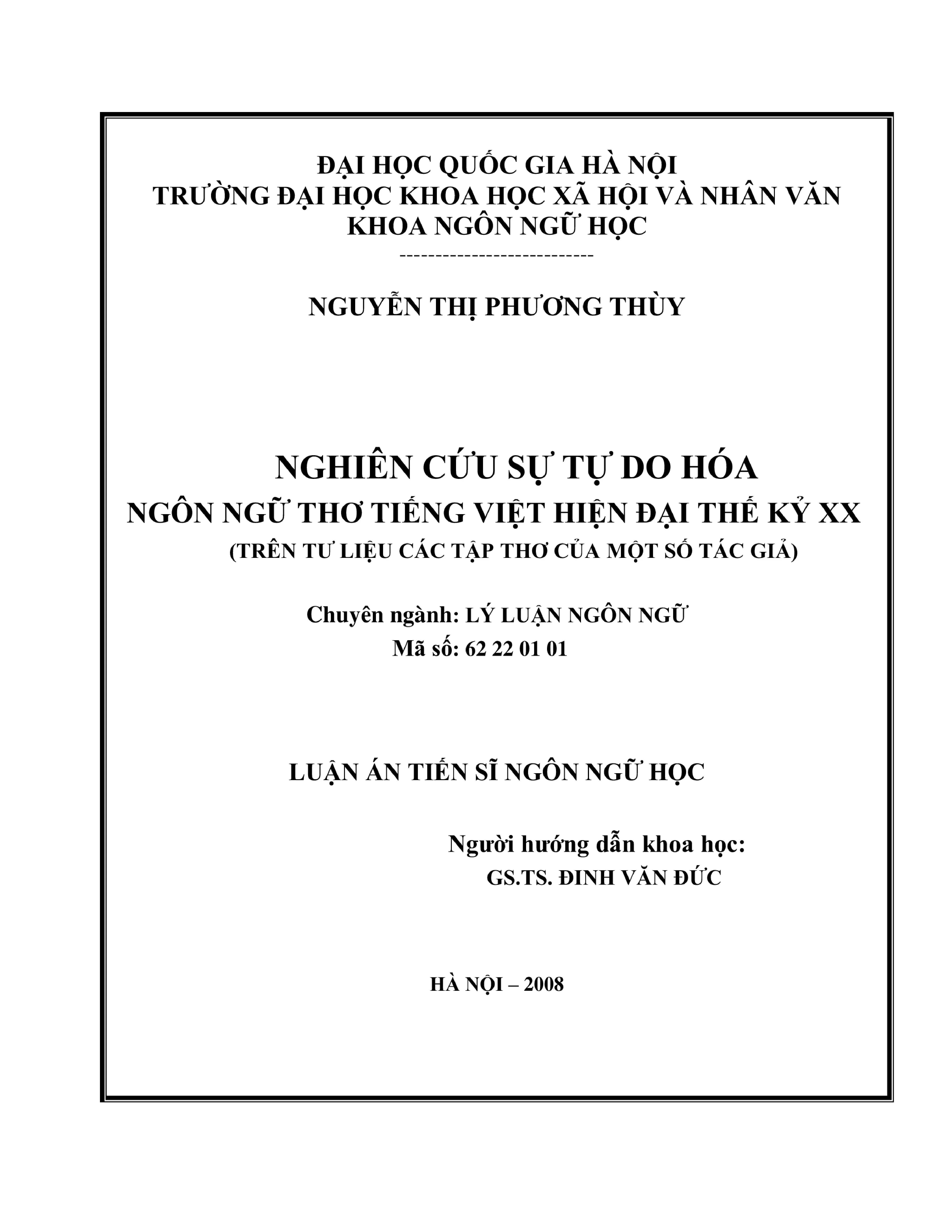 Luận án tiến sĩ ngôn ngữ học nghiên cứu sự tự do hóa ngôn ng