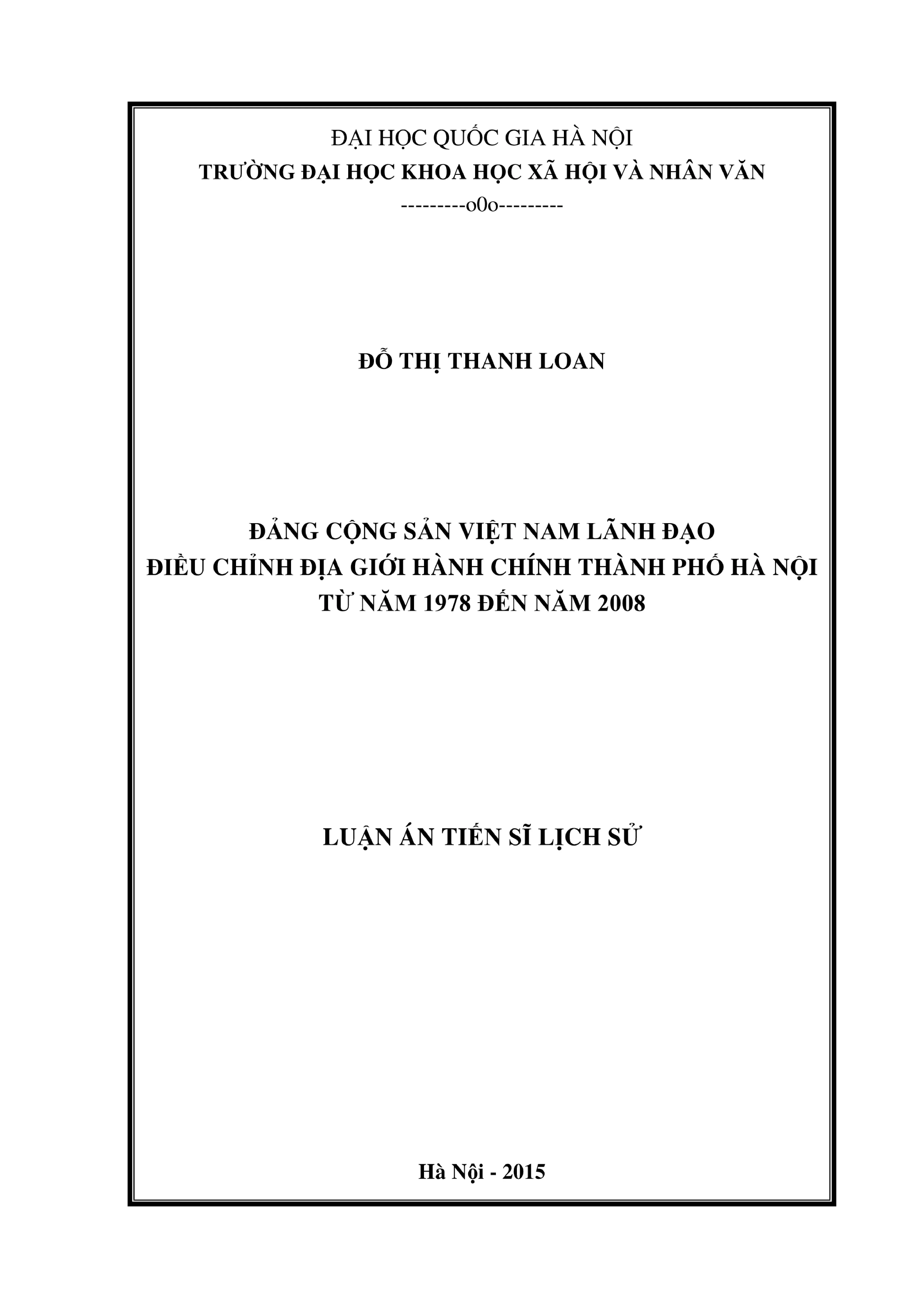 Đảng lãnh đạo điều chỉnh địa giới hành chính Hà Nội 1978-2008