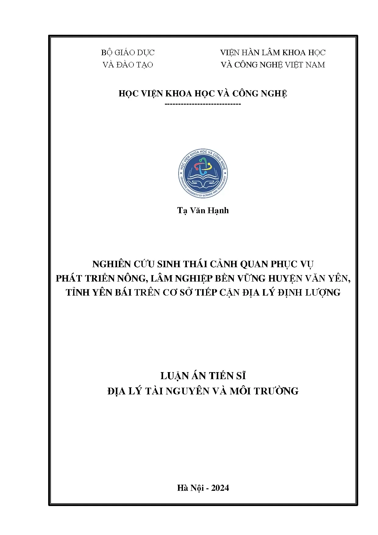 Nghiên cứu sinh thái cảnh quan huyện Văn Yên