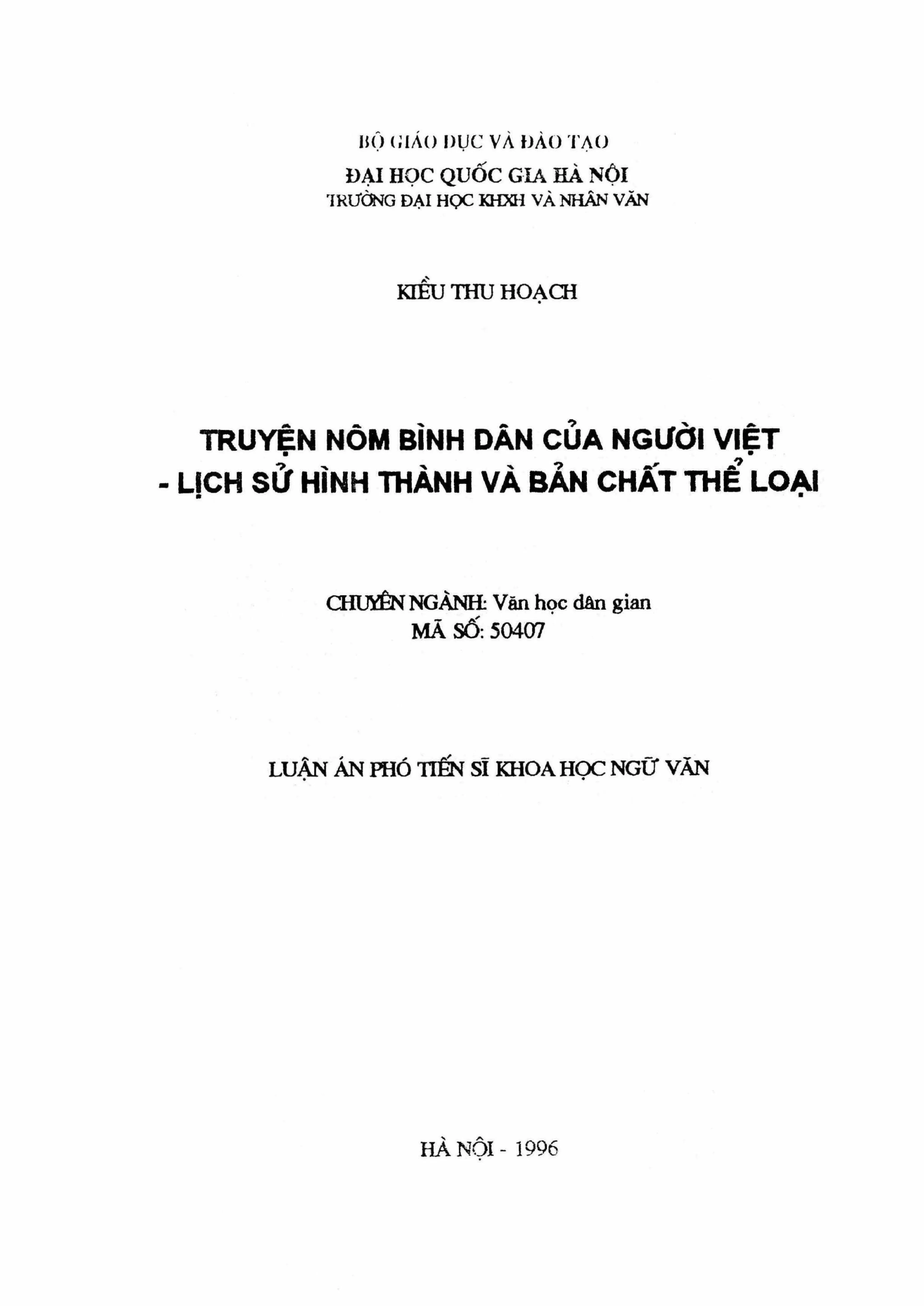 Nghiên cứu truyện Nôm bình dân Việt Nam