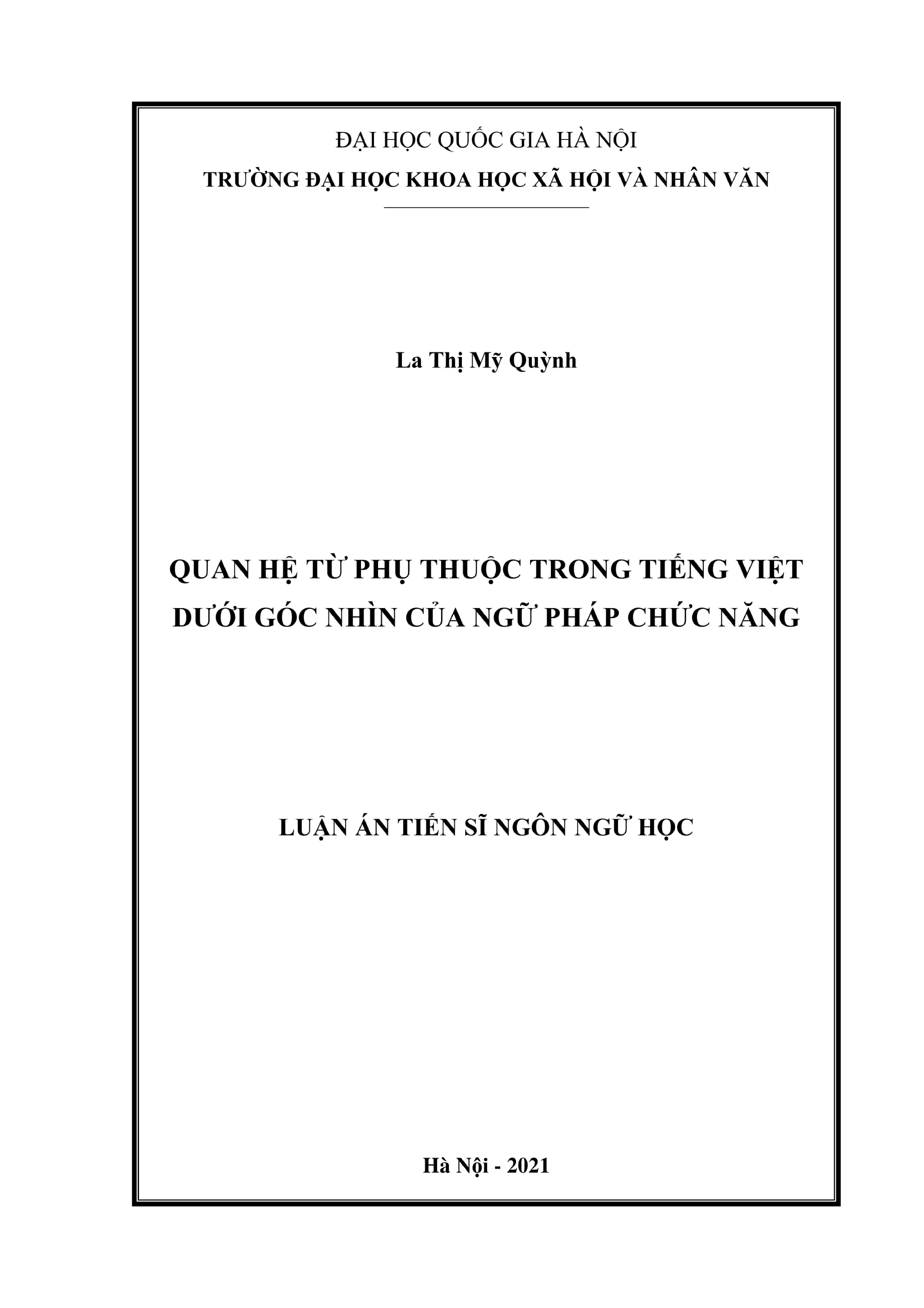 Quan hệ từ phụ thuộc tiếng Việt dưới góc nhìn ngữ pháp chức năng