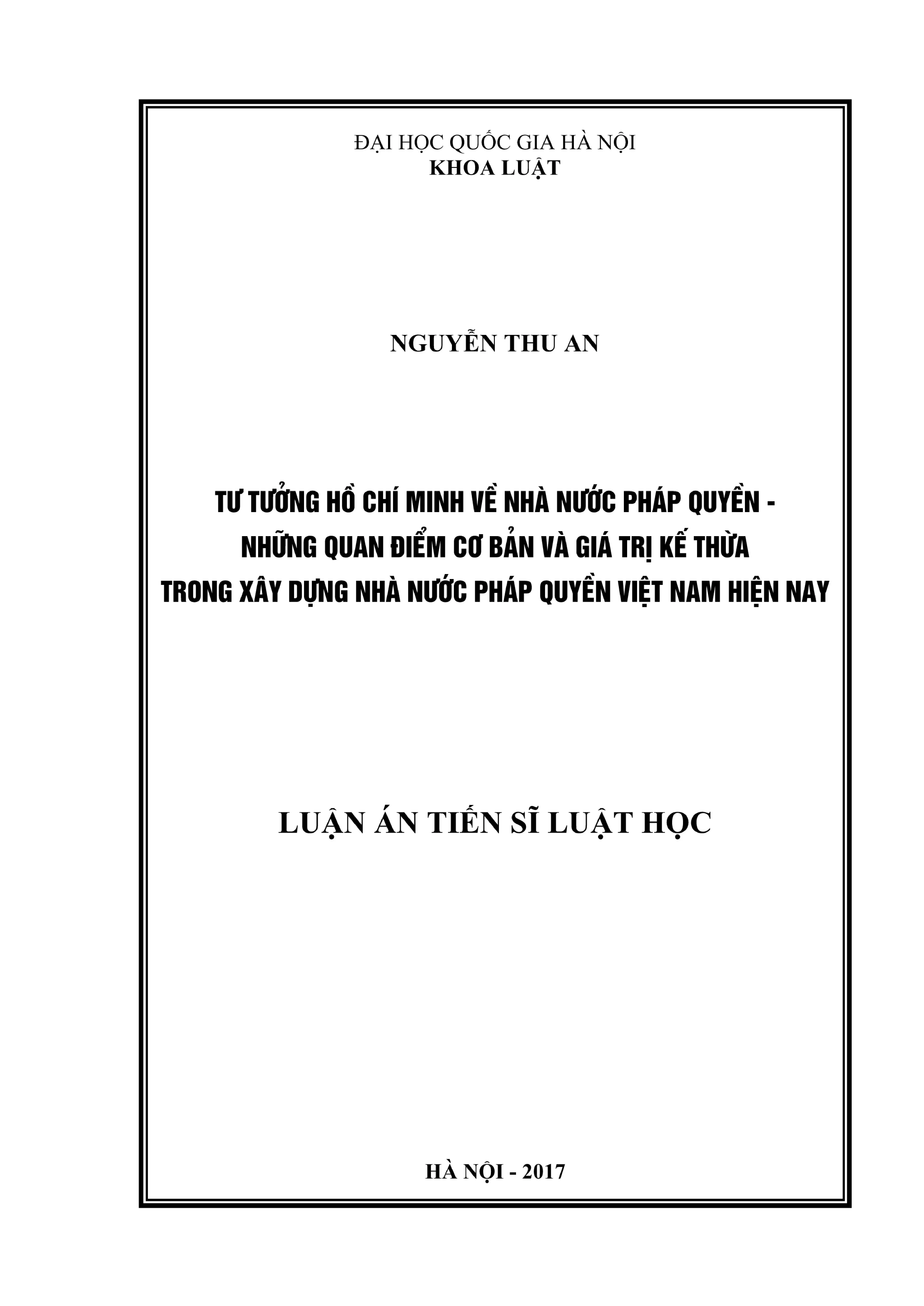 Luận án tiến sĩ lý luận nhà nước pháp quyền Hồ Chí Minh