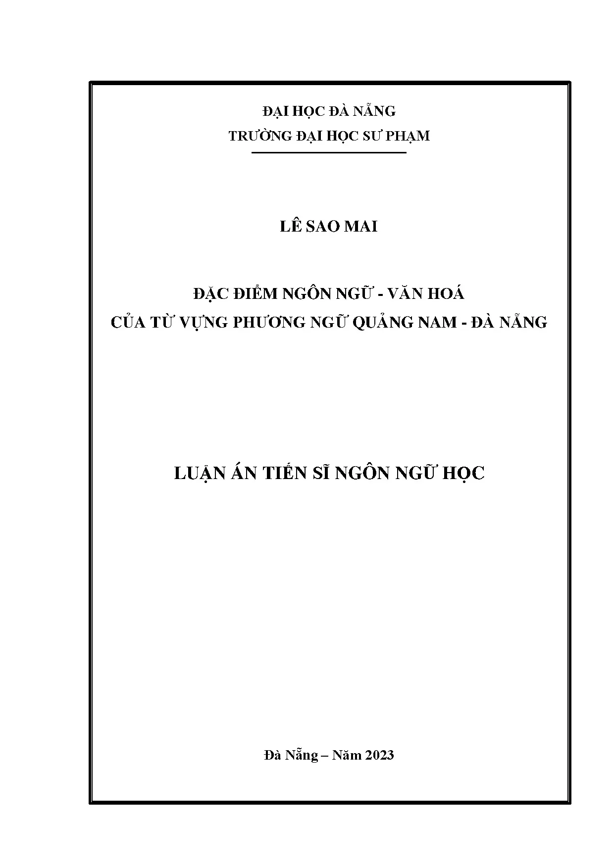 Đặc điểm ngôn ngữ - văn hóa từ vựng Quảng Nam - Đà Nẵng