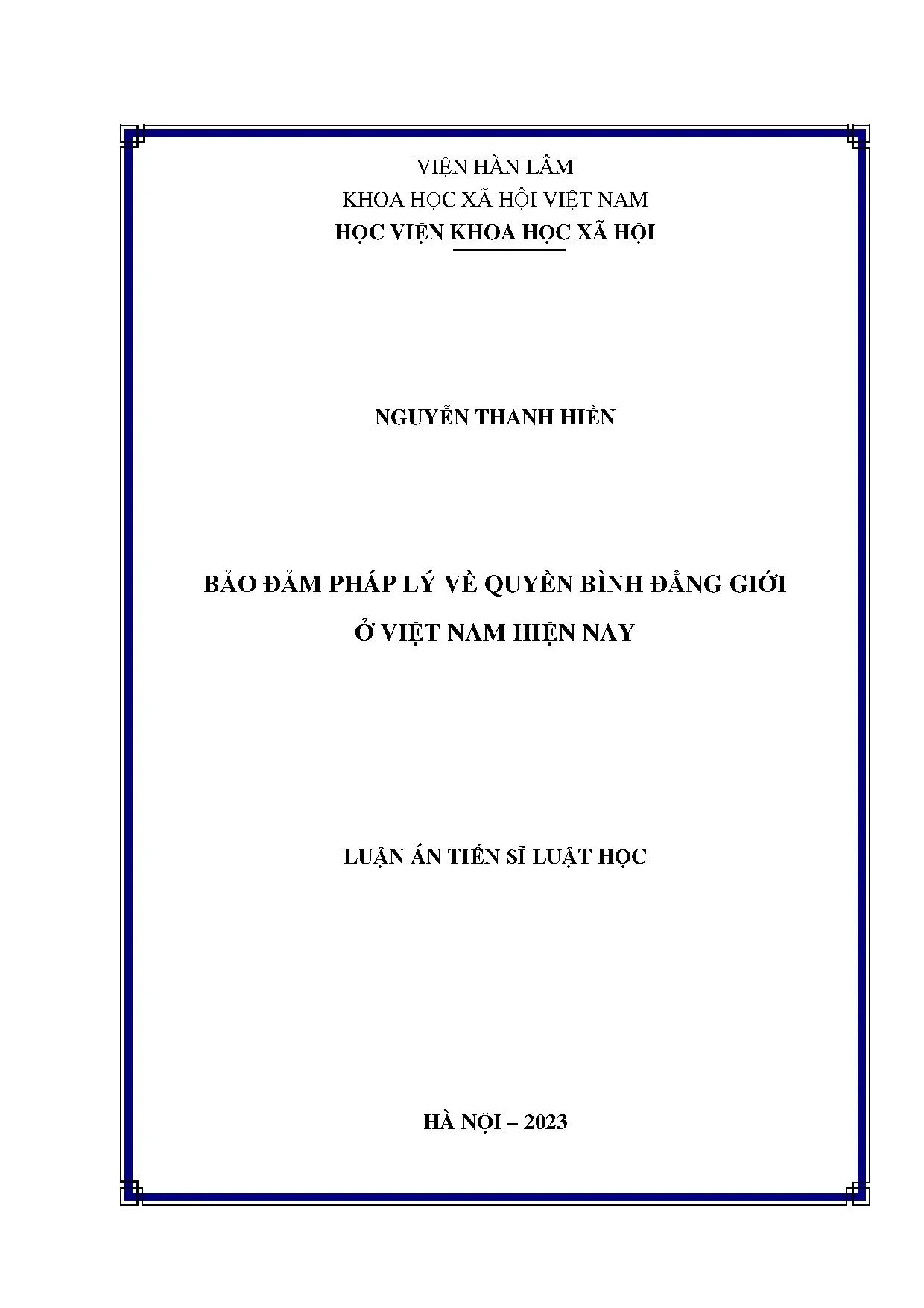 Pháp lý quyền bình đẳng giới Việt Nam hiện nay