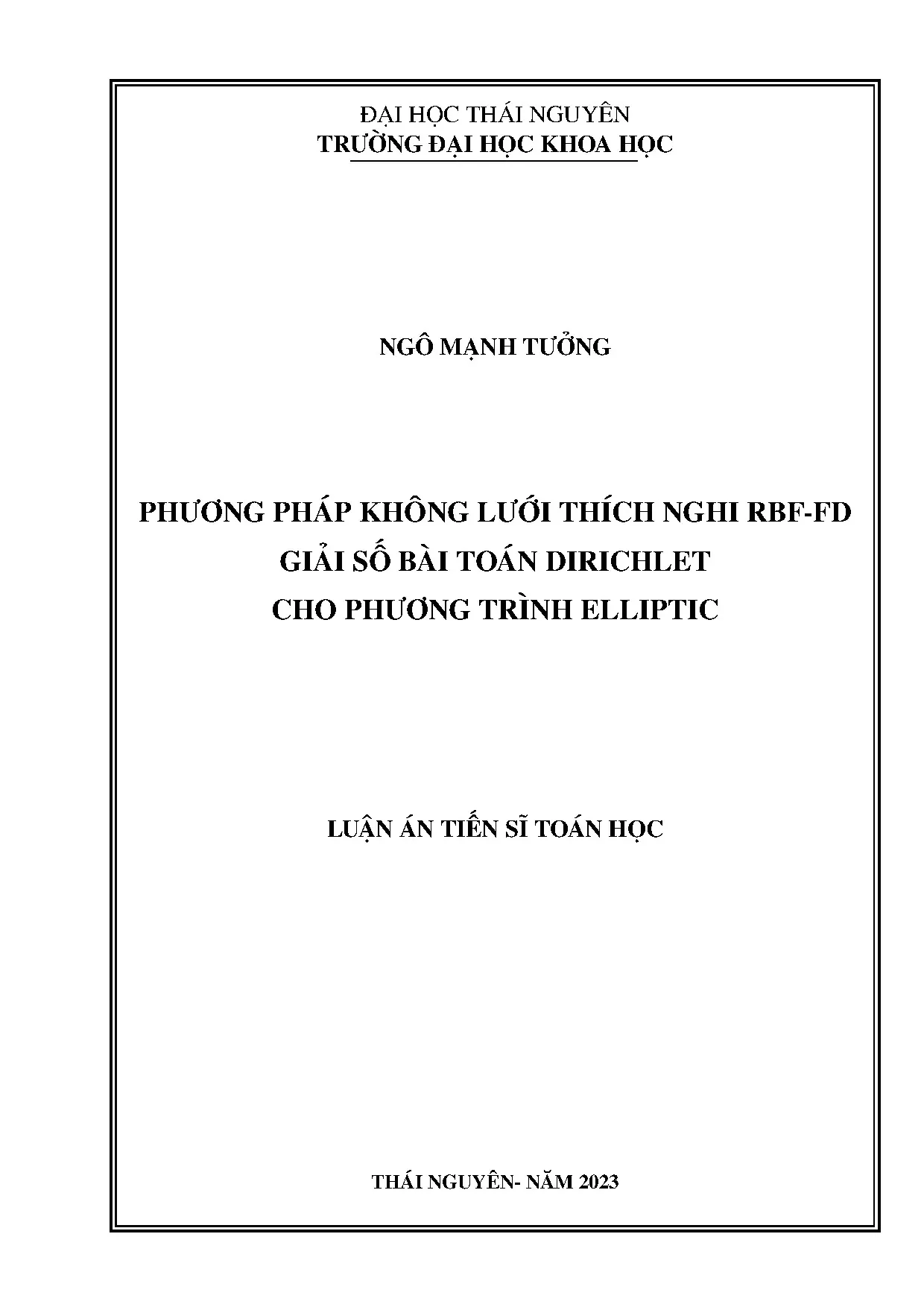 Phương pháp không lưới RBF-FD giải toán Dirichlet