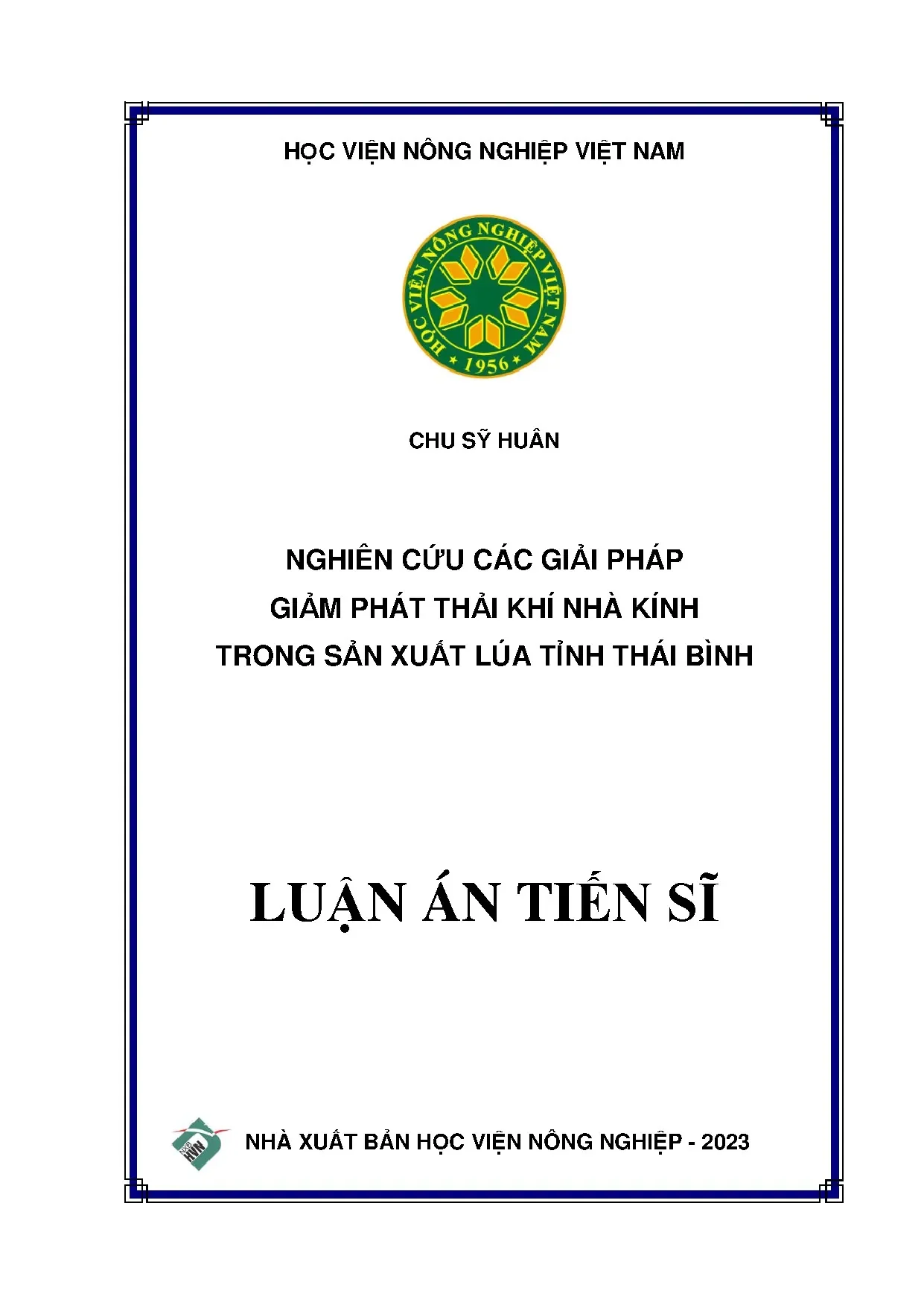 Giải pháp giảm phát thải khí nhà kính sản xuất lúa tỉnh Thái Bình