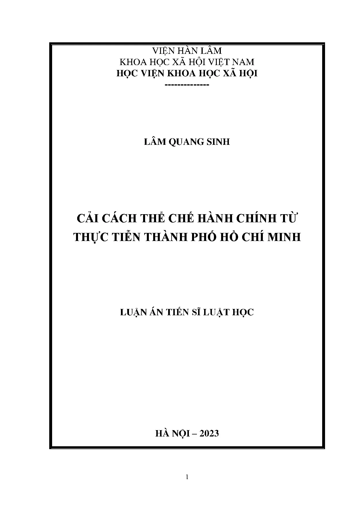 Cải Cách Thể Chế Hành Chính TP.HCM