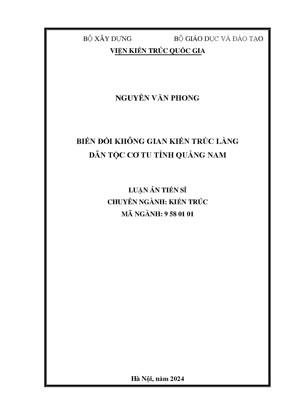 Biến đổi kiến trúc làng Cơ Tu tỉnh Quảng Nam
