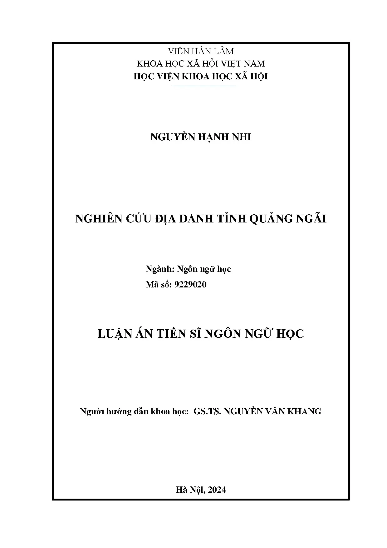 Nghiên cứu địa danh tỉnh Quảng Ngãi