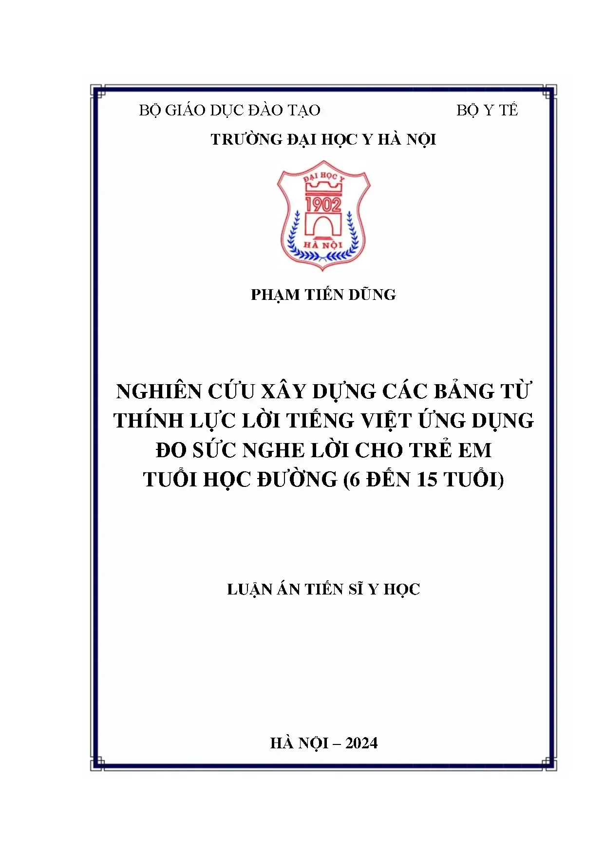 Xây dựng bảng từ thính lực tiếng Việt cho trẻ học đường