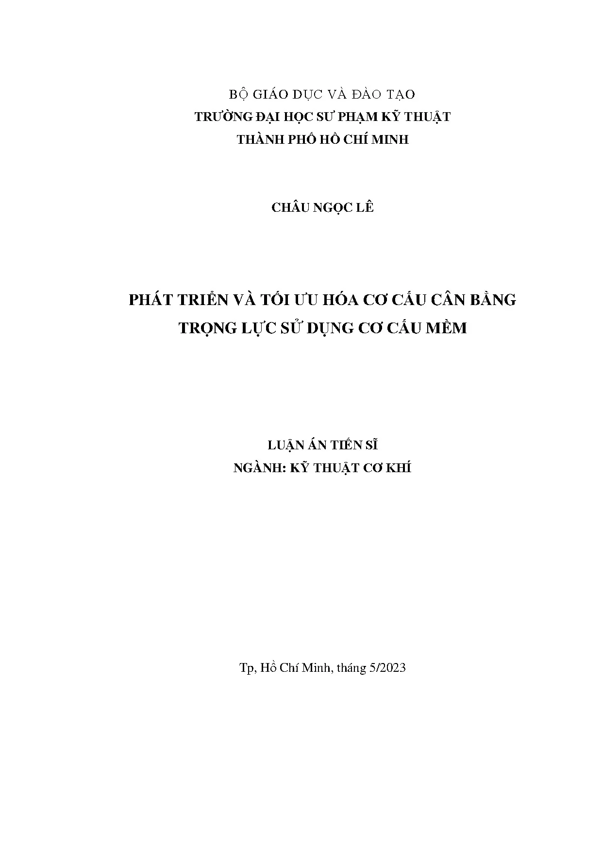 Phát triển và tối ưu hóa cơ cấu cân bằng trọng lực