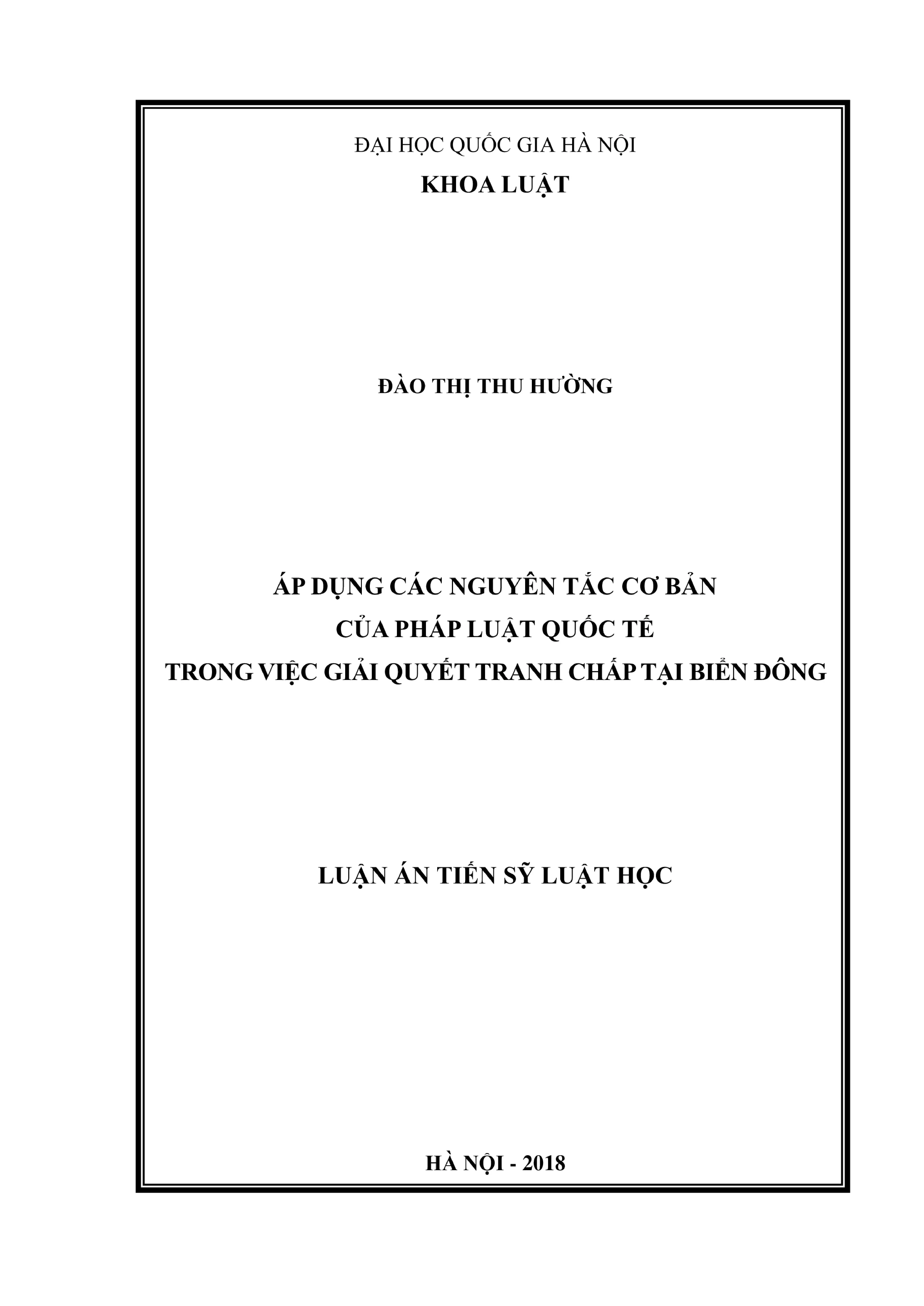 Áp dụng nguyên tắc cơ bản của pháp luật quốc tế trong tranh chấp Biển Đông