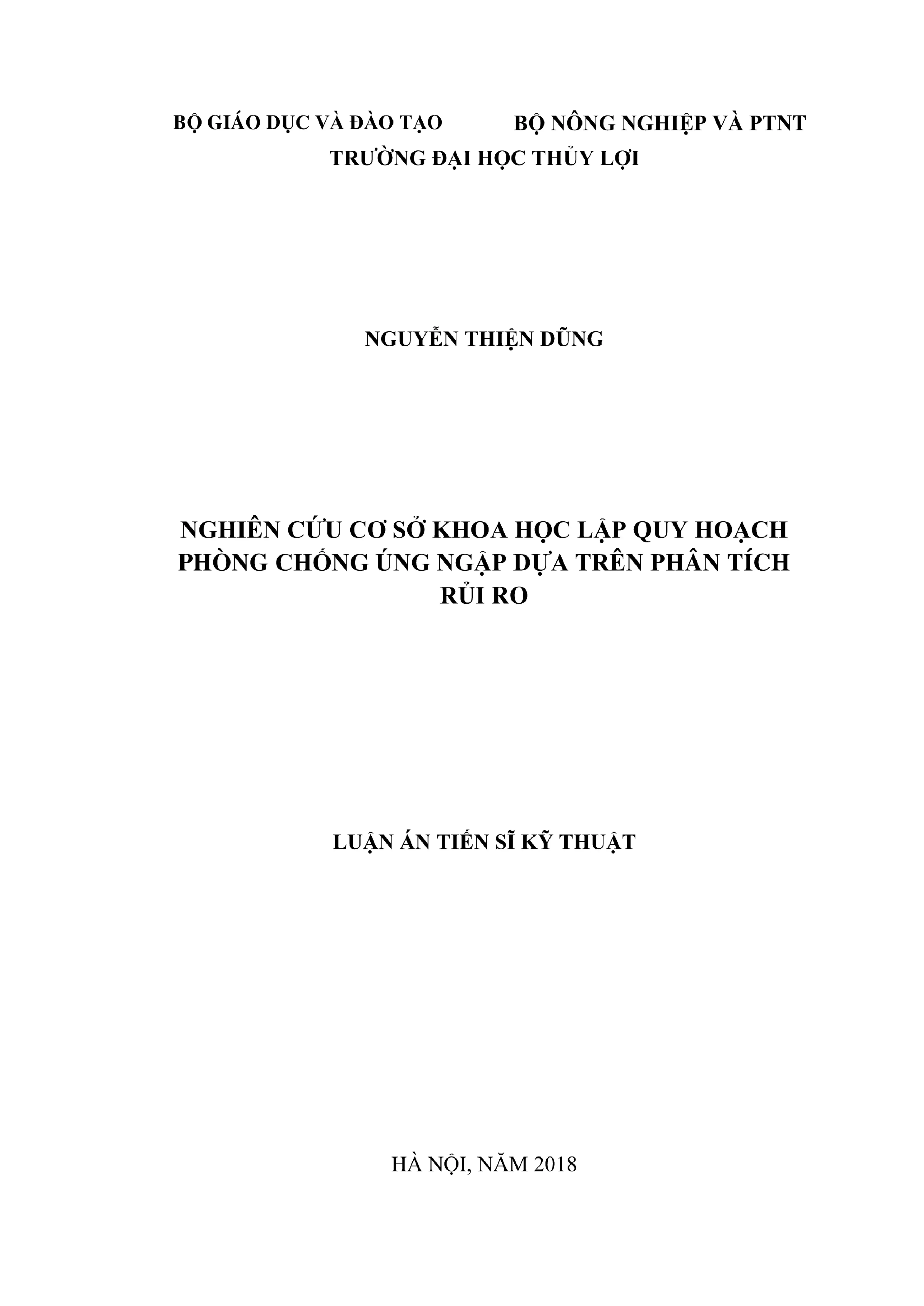 Luận án tiến sĩ kỹ thuật tài nguyên nước