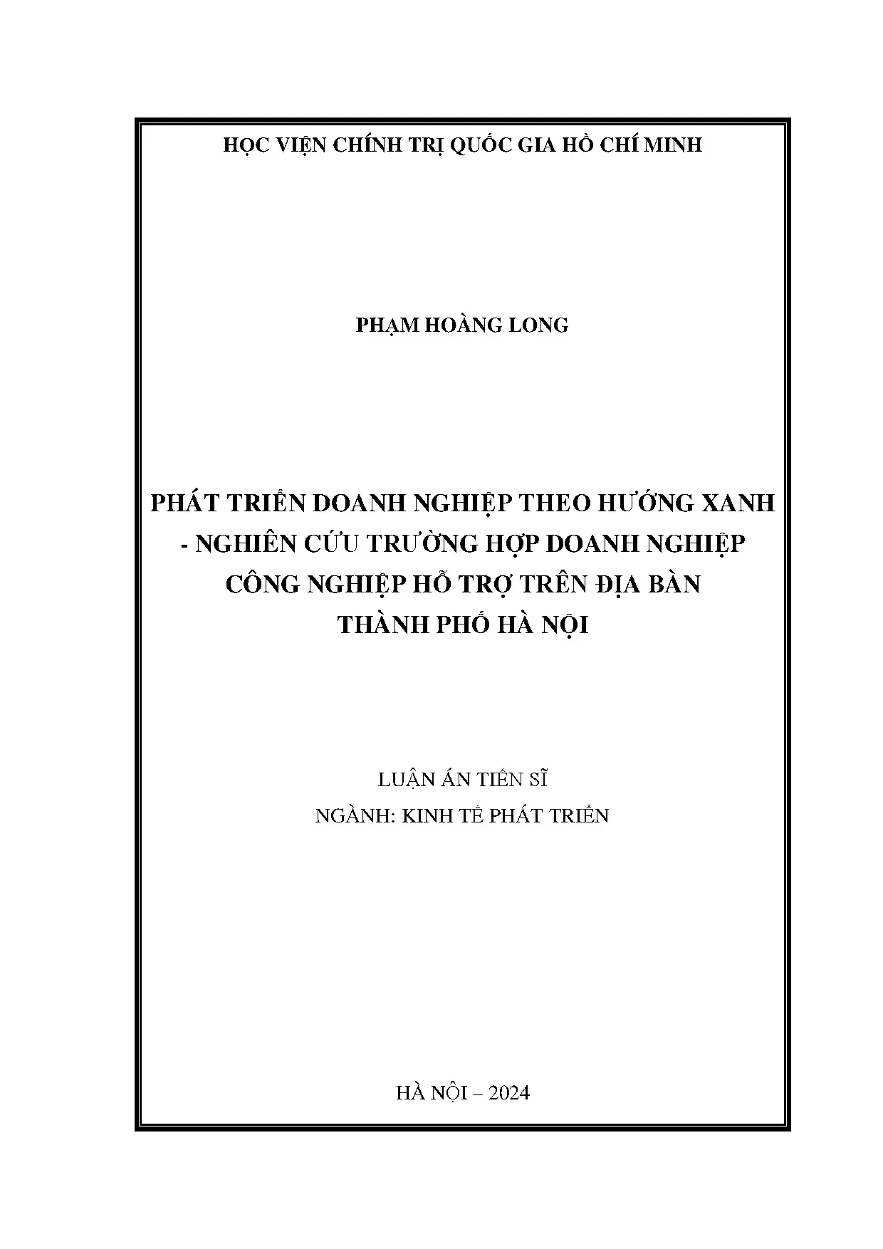 Phát triển doanh nghiệp xanh công nghiệp hỗ trợ Hà Nội