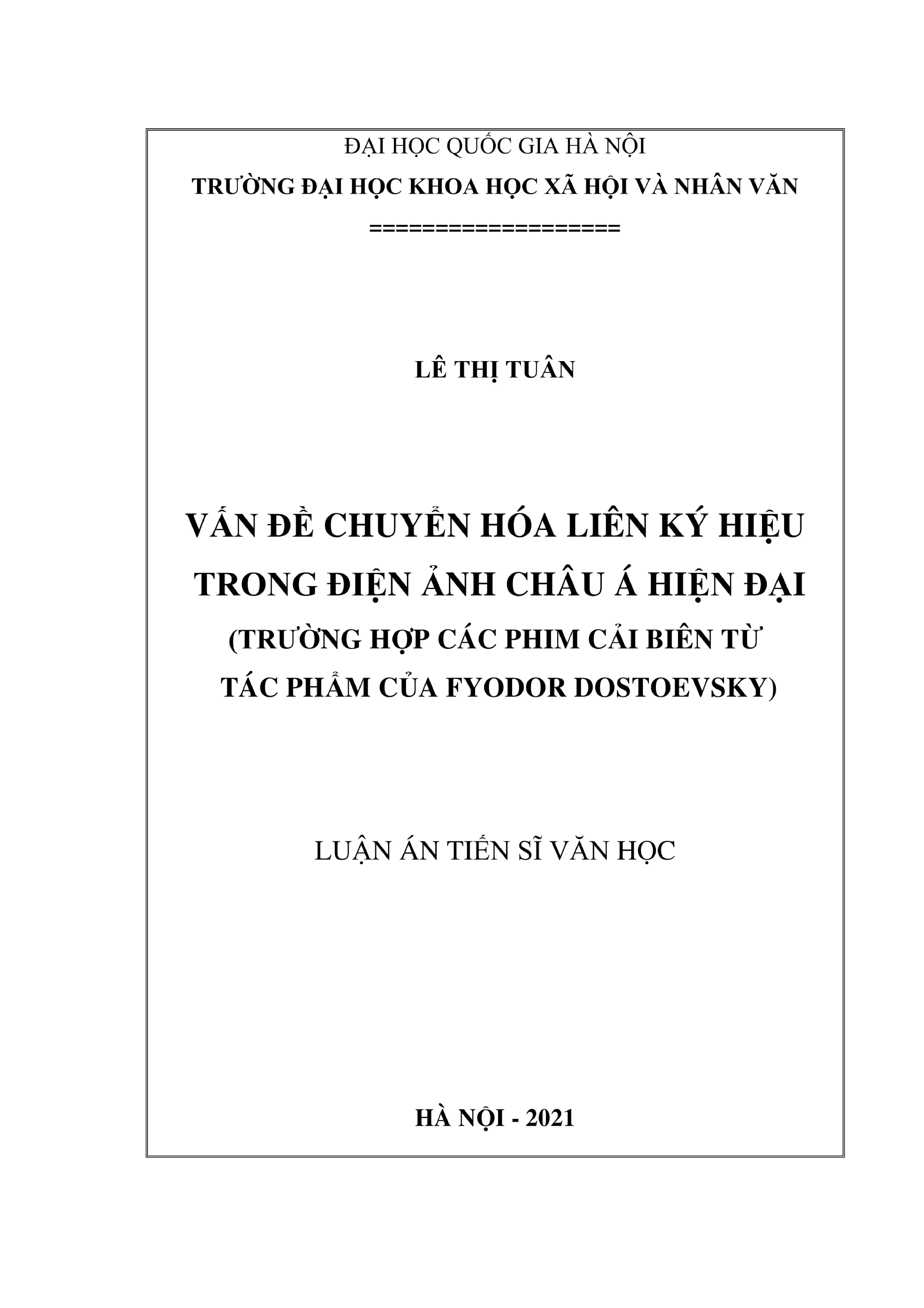 Chuyển hóa liên ký hiệu: Dostoevsky trong điện ảnh Á