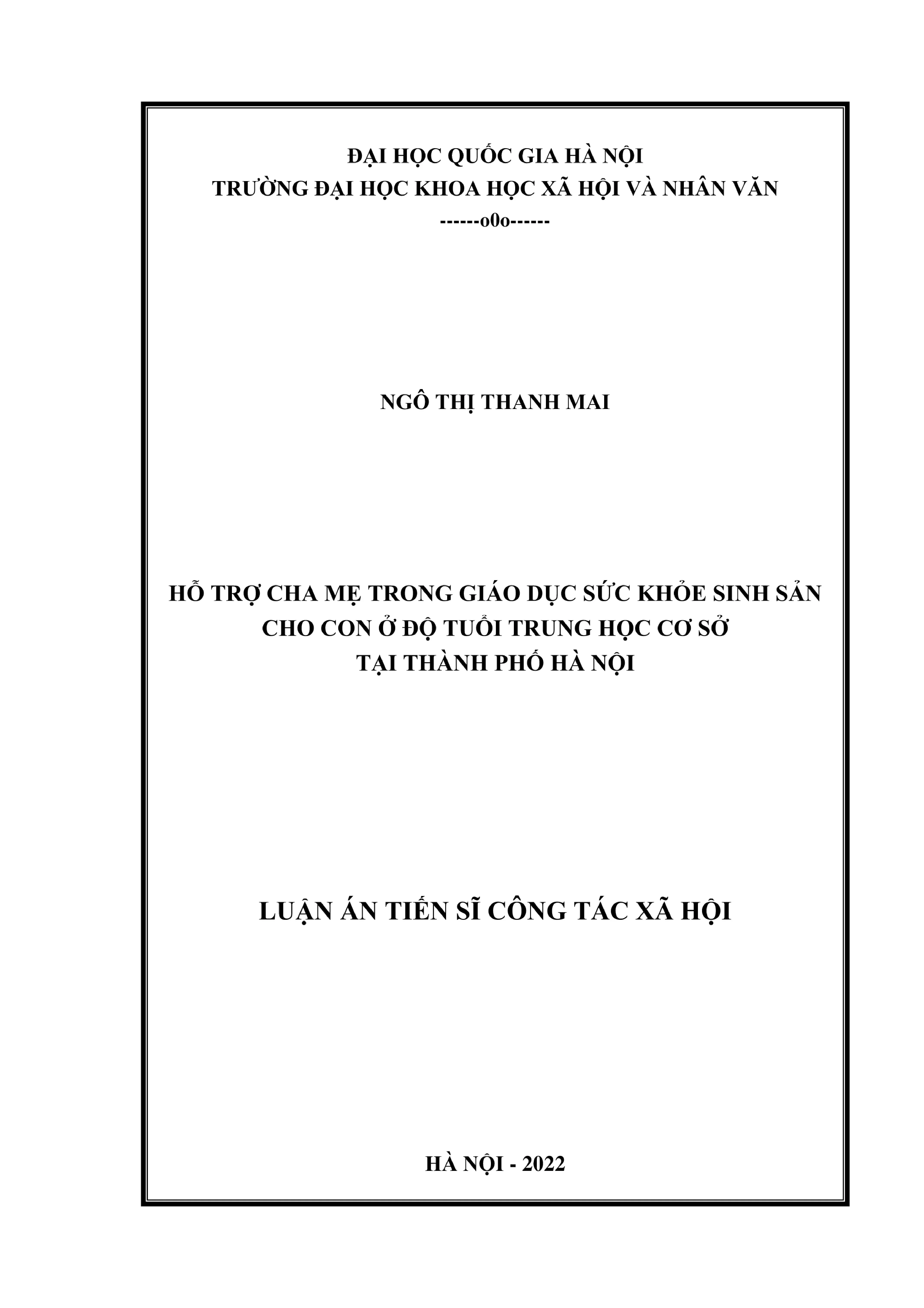 Công tác xã hội hỗ trợ cha mẹ giáo dục SKSB con THCS Hà Nội