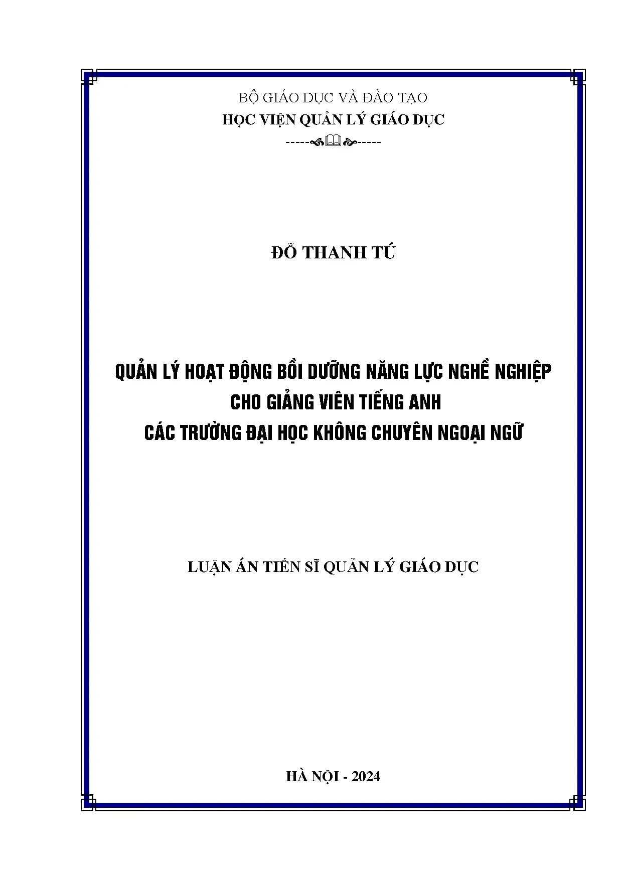 Quản lý bồi dưỡng năng lực giảng viên tiếng Anh