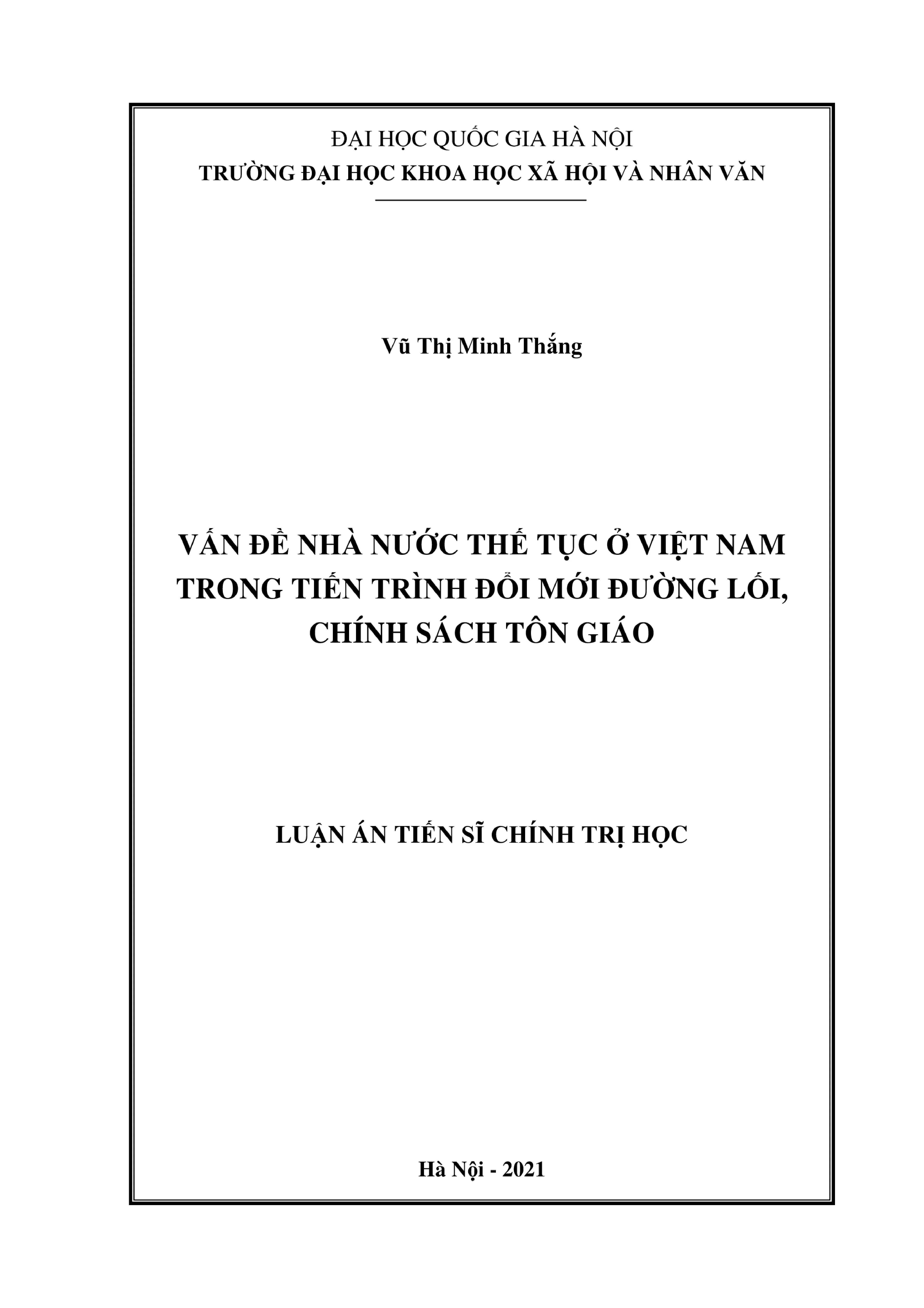 Nhà nước thế tục ở Việt Nam và chính sách tôn giáo
