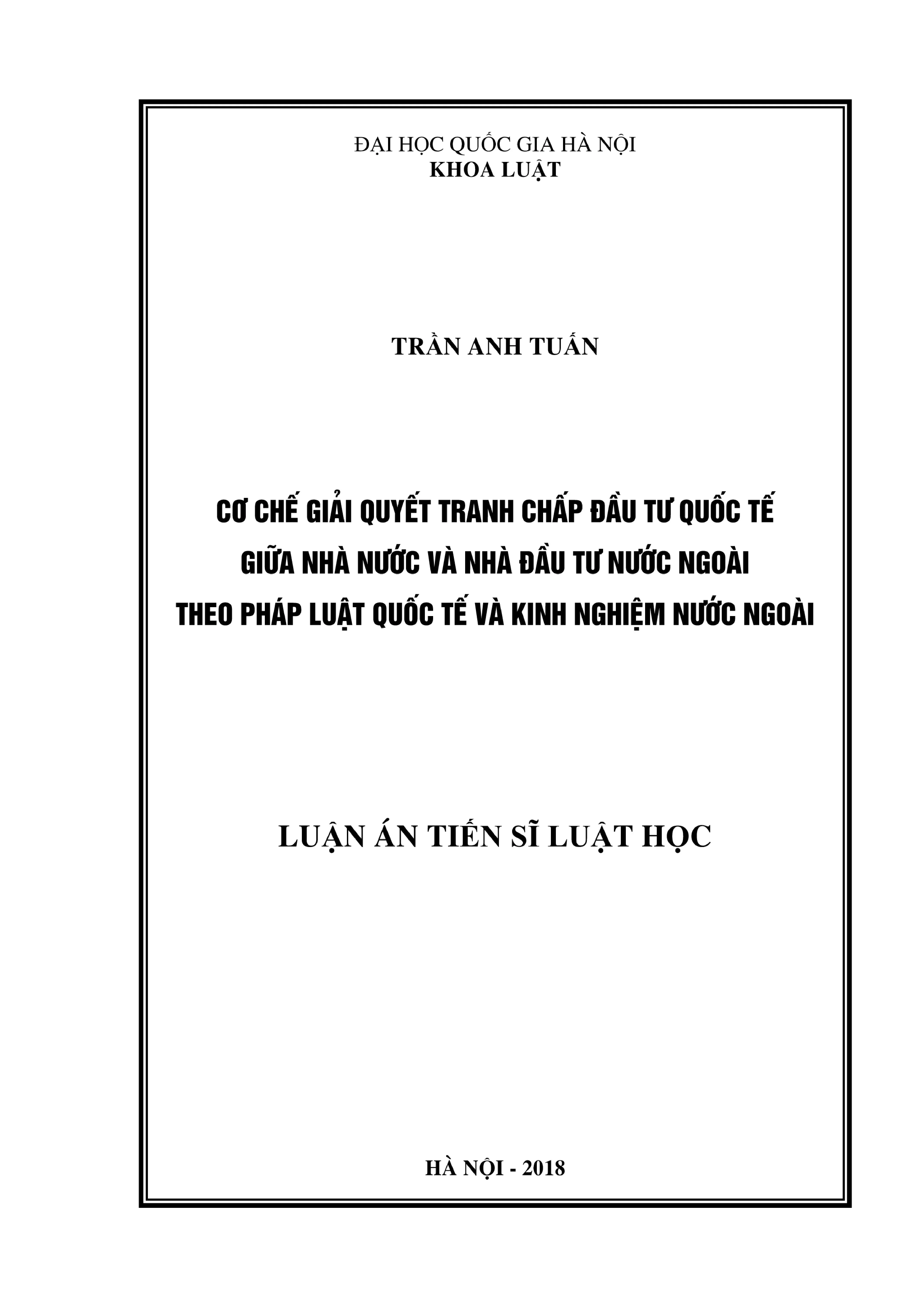 Cơ chế giải quyết tranh chấp đầu tư quốc tế