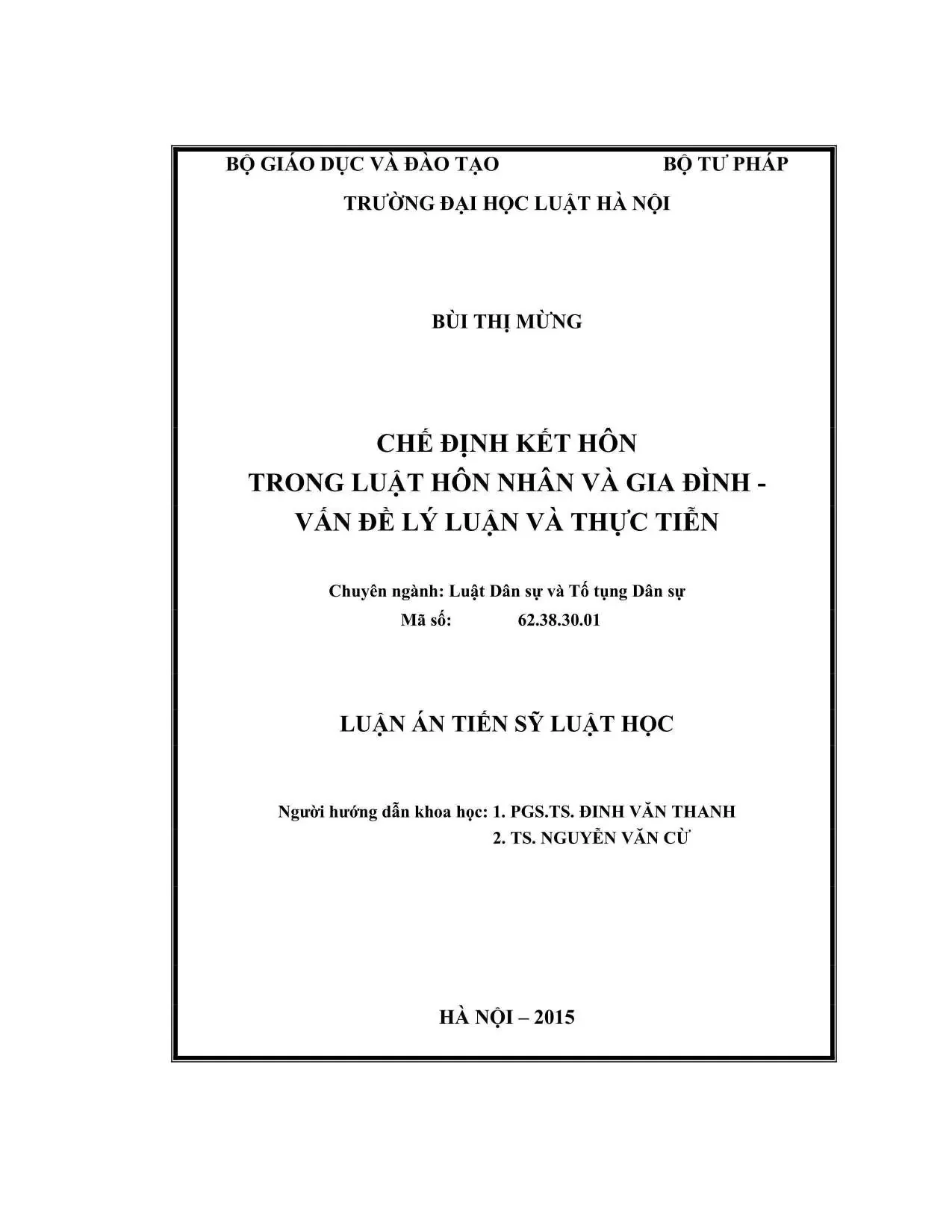Luận án tiến sĩ về chế định kết hôn