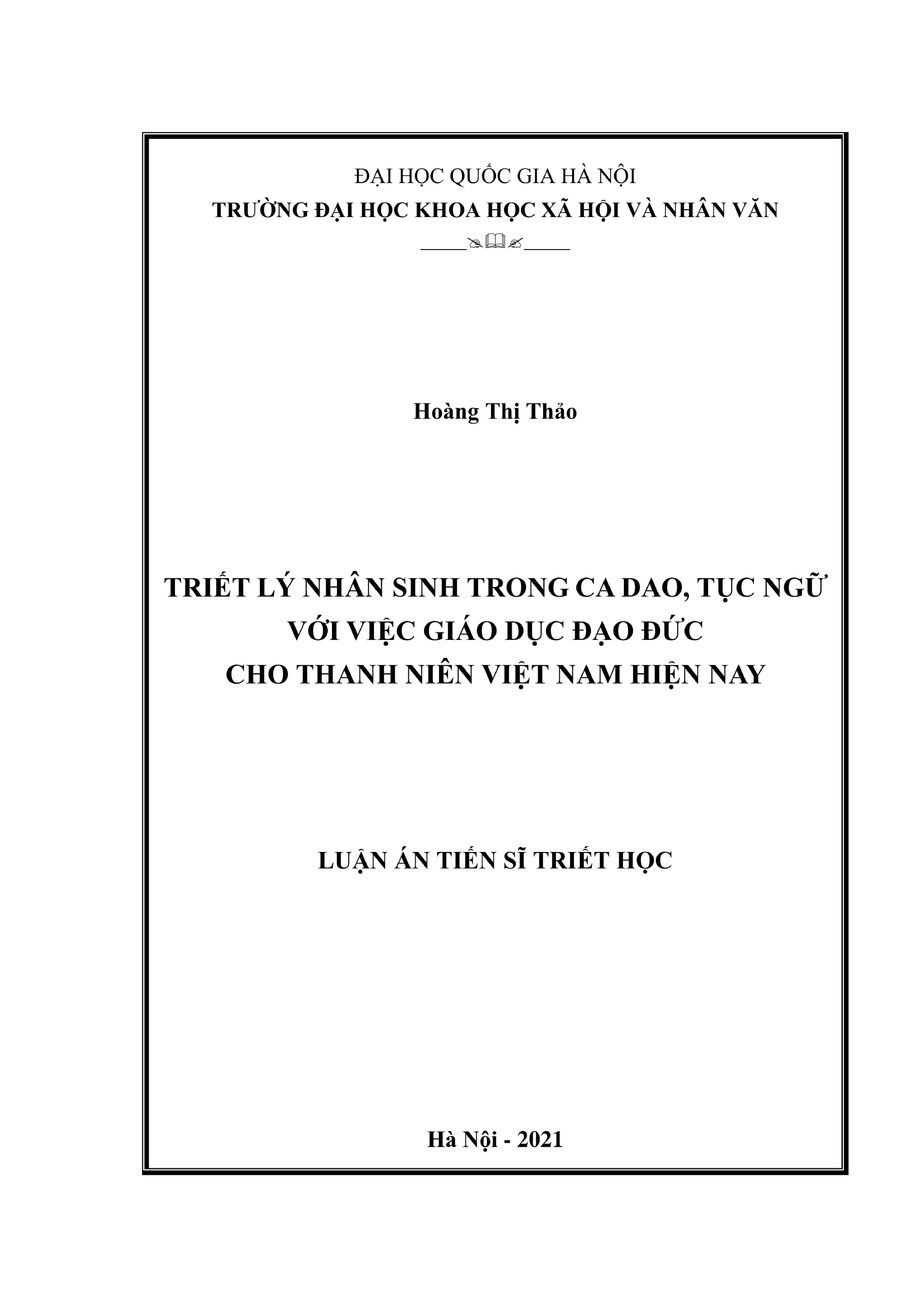 Triết lý nhân sinh ca dao tục ngữ với giáo dục đạo đức thanh niên