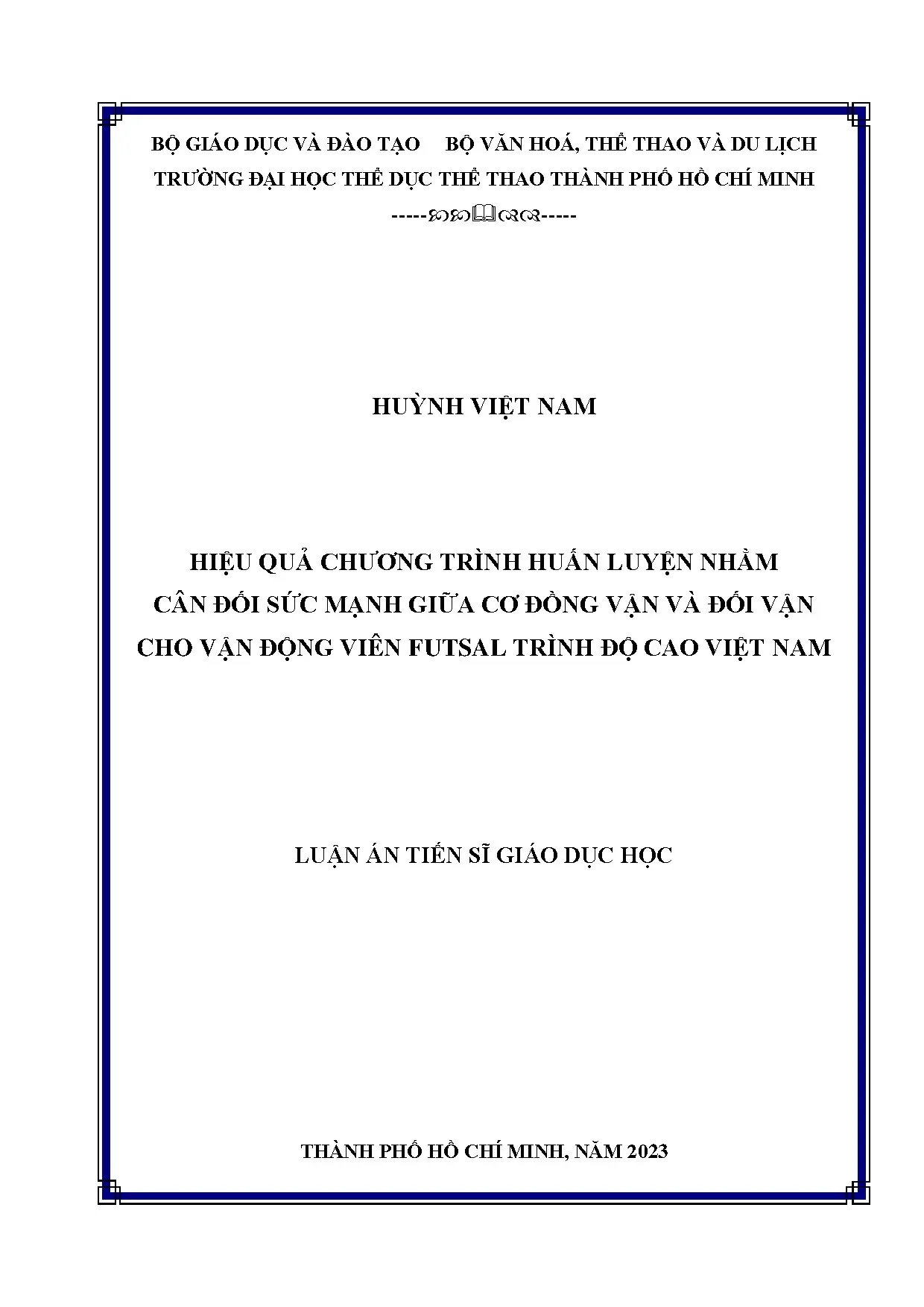 Hiệu quả huấn luyện cân đối cơ đồng vận và đối vận cho Futsal