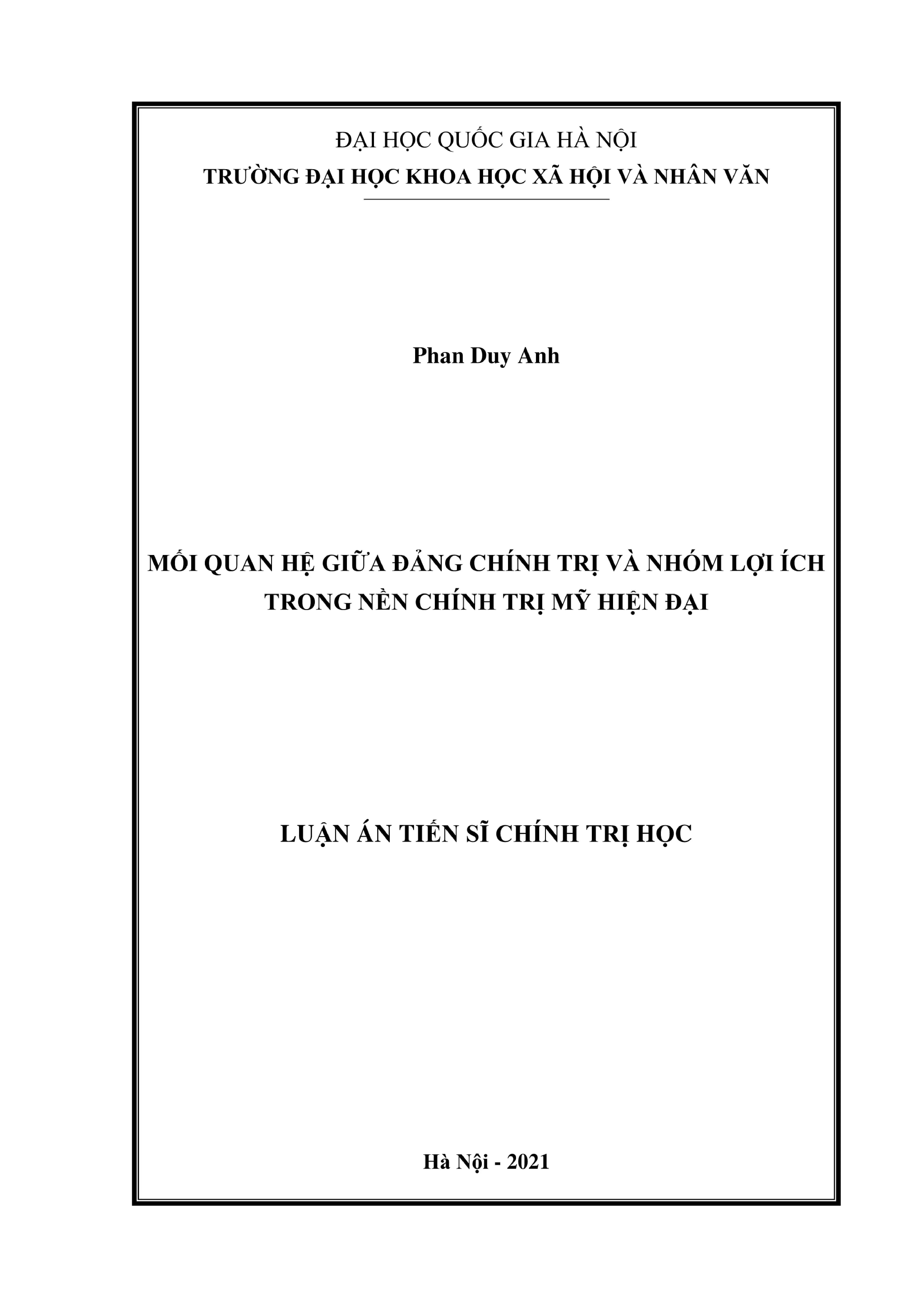 Quan hệ Đảng chính trị - Nhóm lợi ích trong chính trị Mỹ