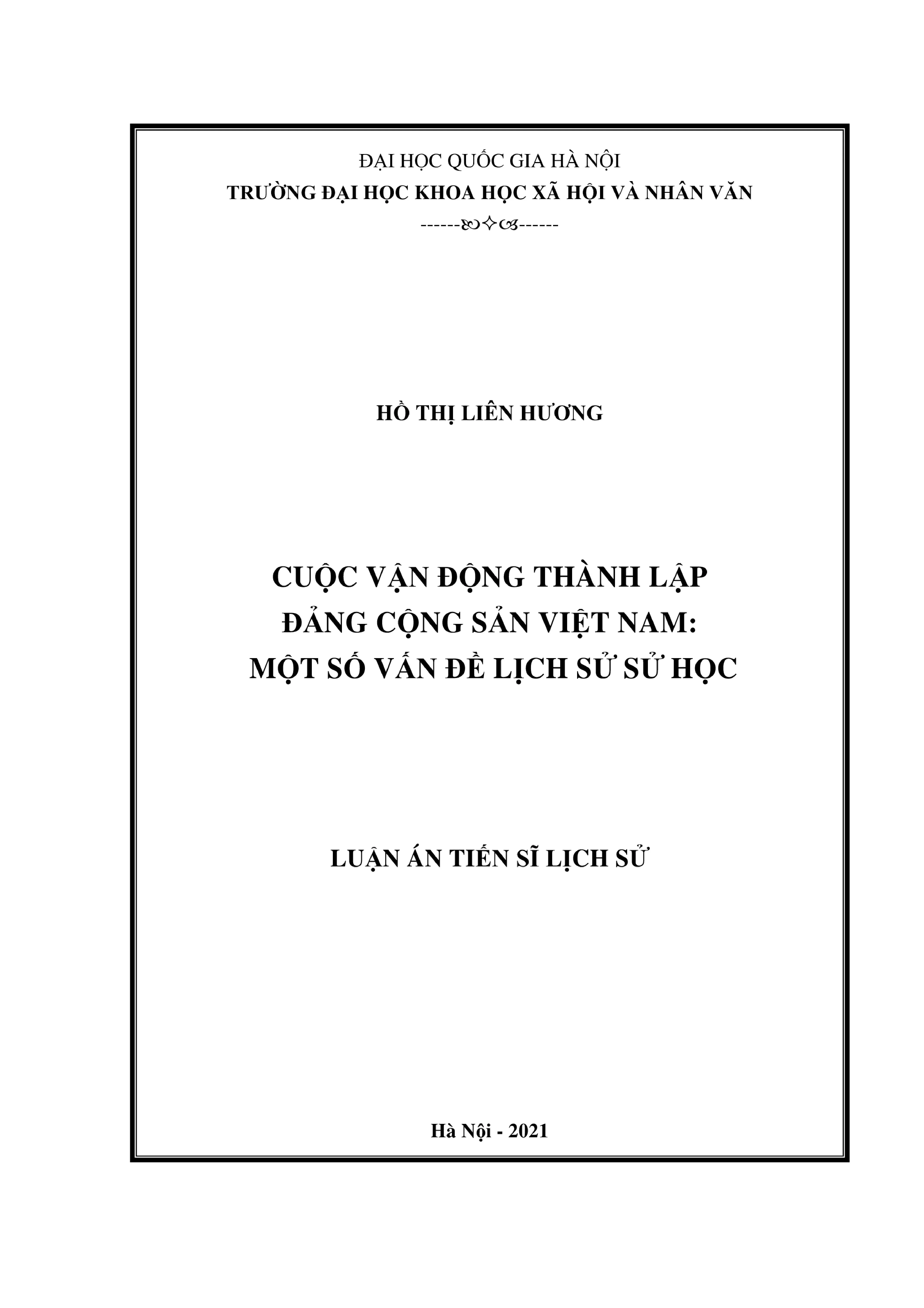 Lịch sử sử học: Vận động thành lập Đảng Cộng sản VN