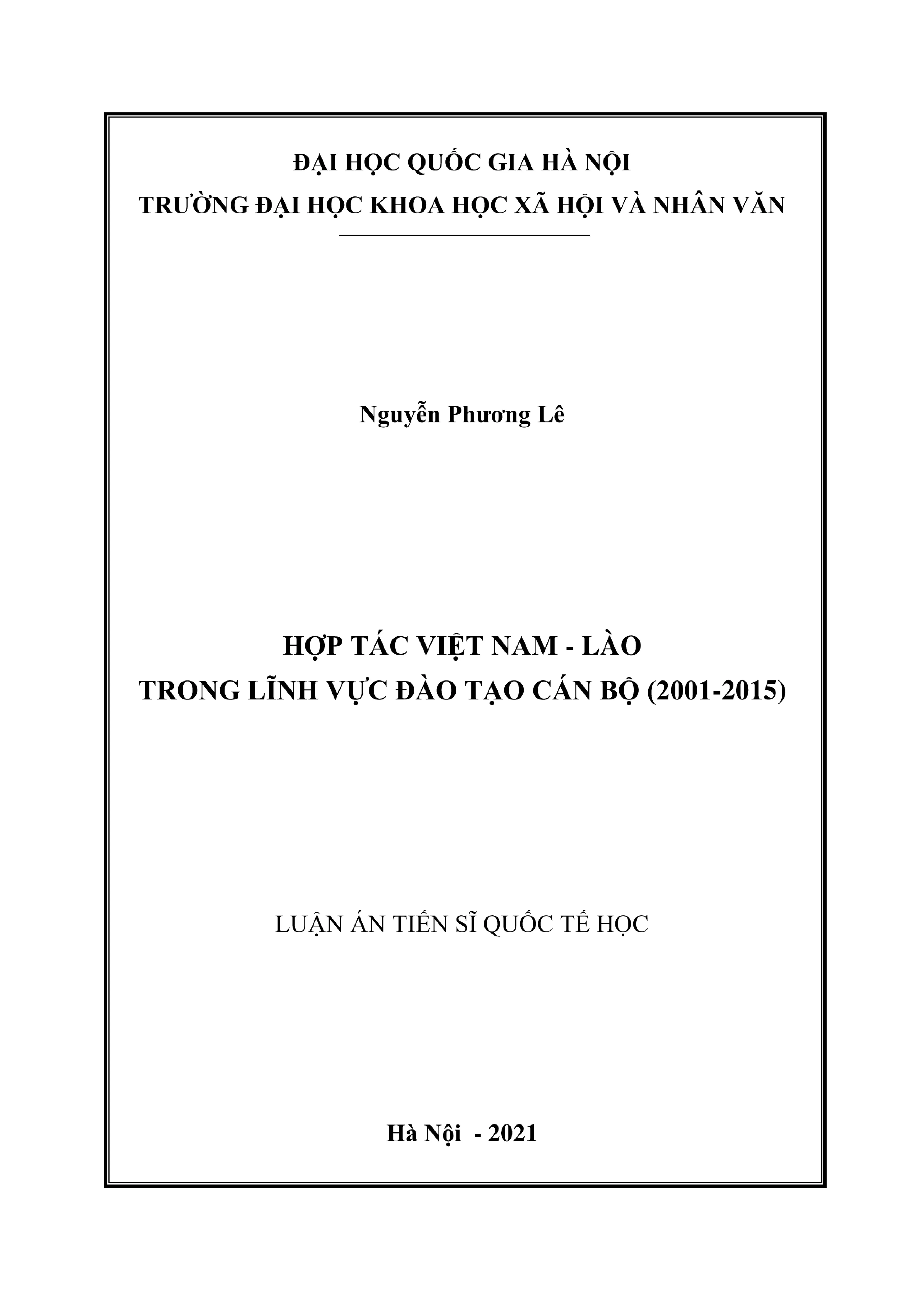 Hợp tác Việt - Lào đào tạo cán bộ 2001-2015