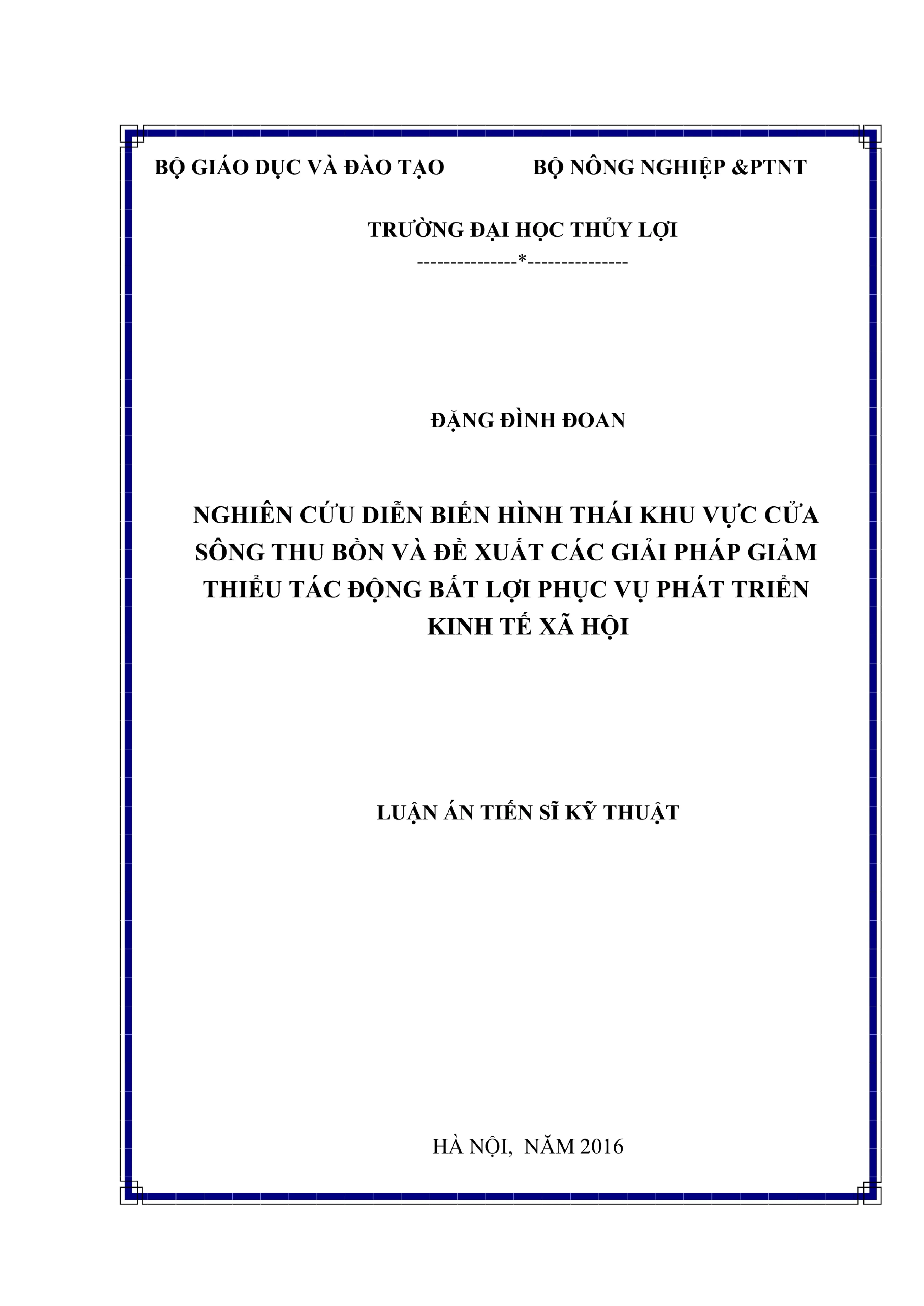 Điều tra hình thái cửa sông Thu Bồn