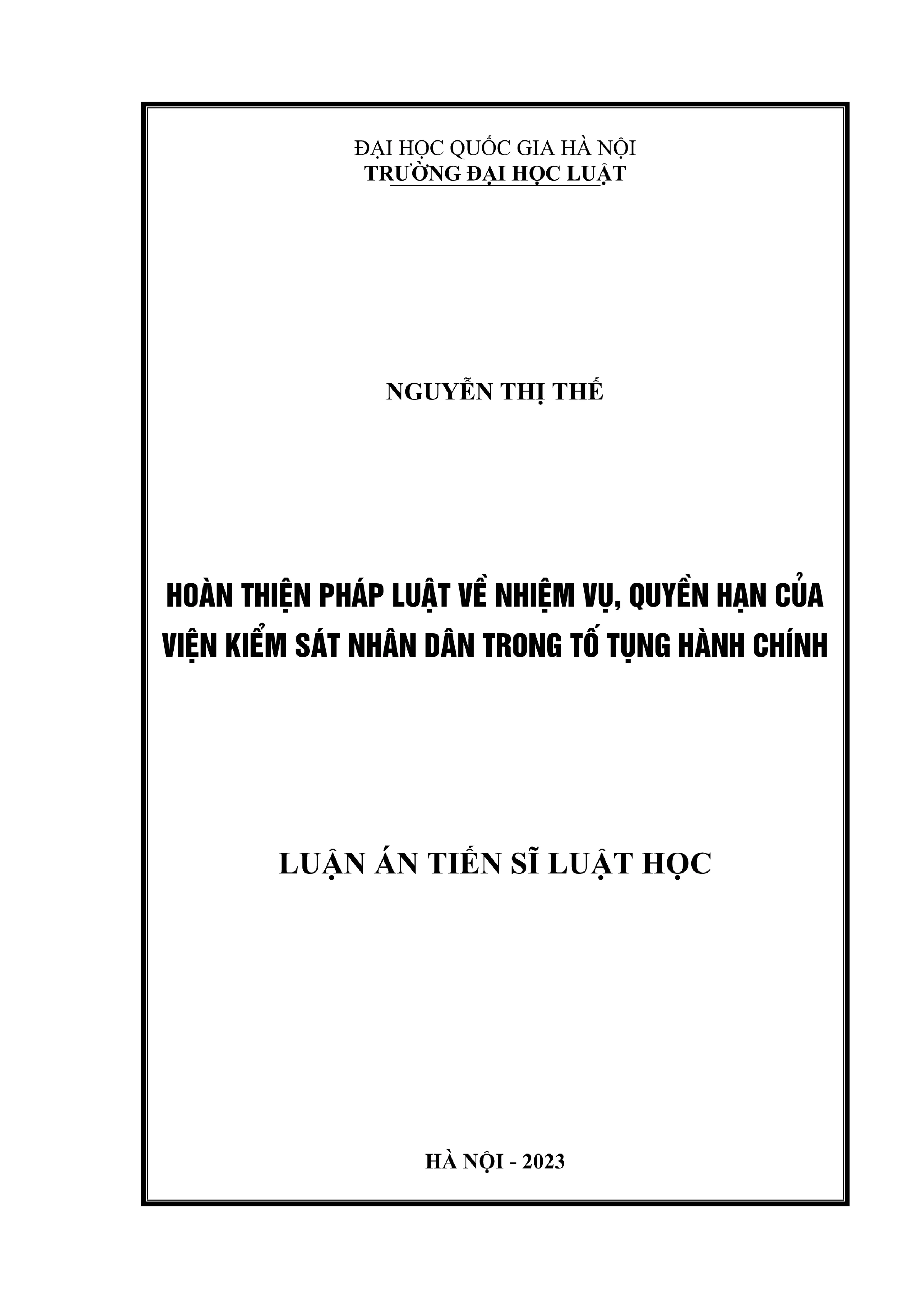 Hoàn thiện pháp luật viện kiểm sát trong tố tụng hành chính