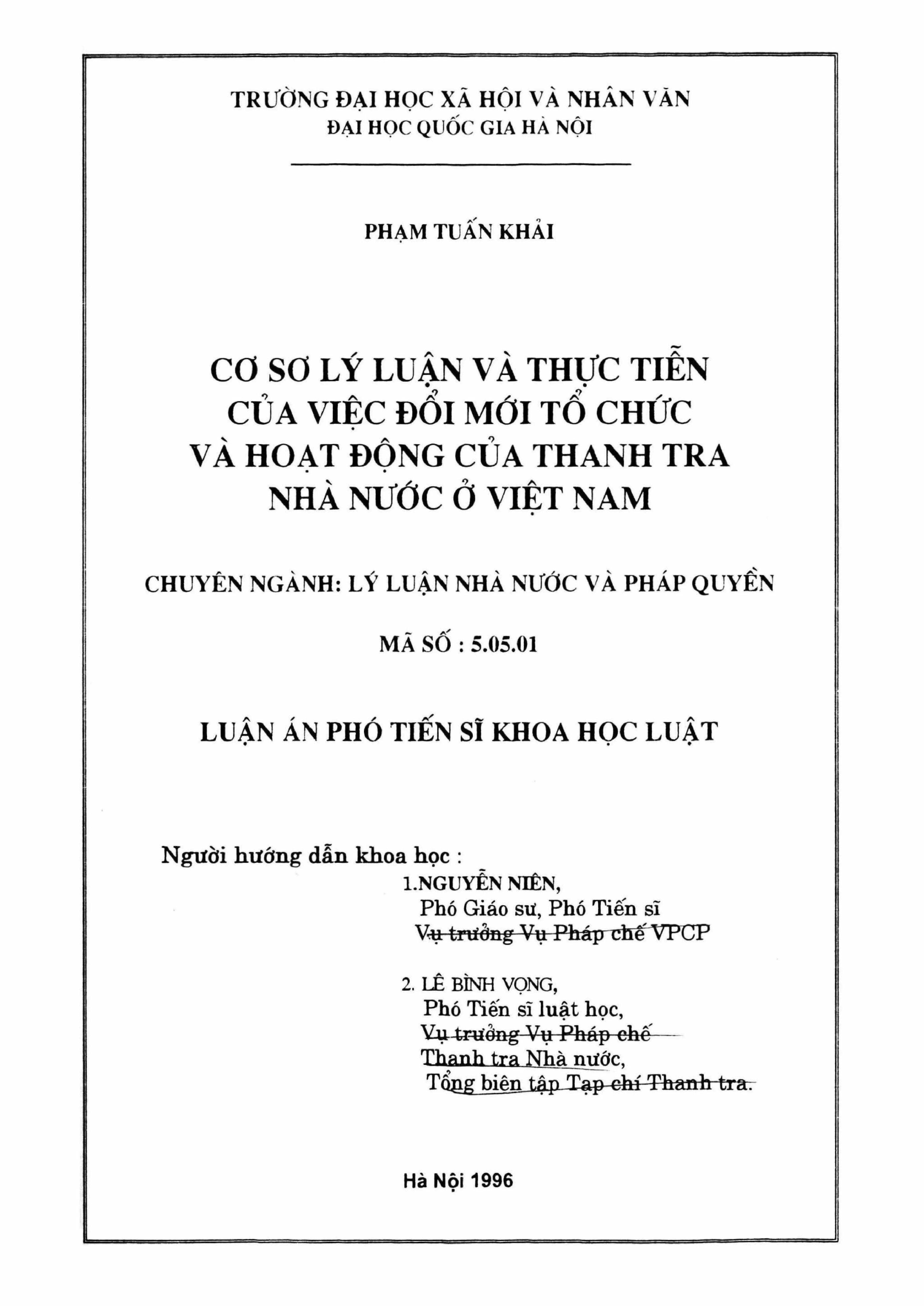 Đổi mới tổ chức thanh tra nhà nước Việt Nam