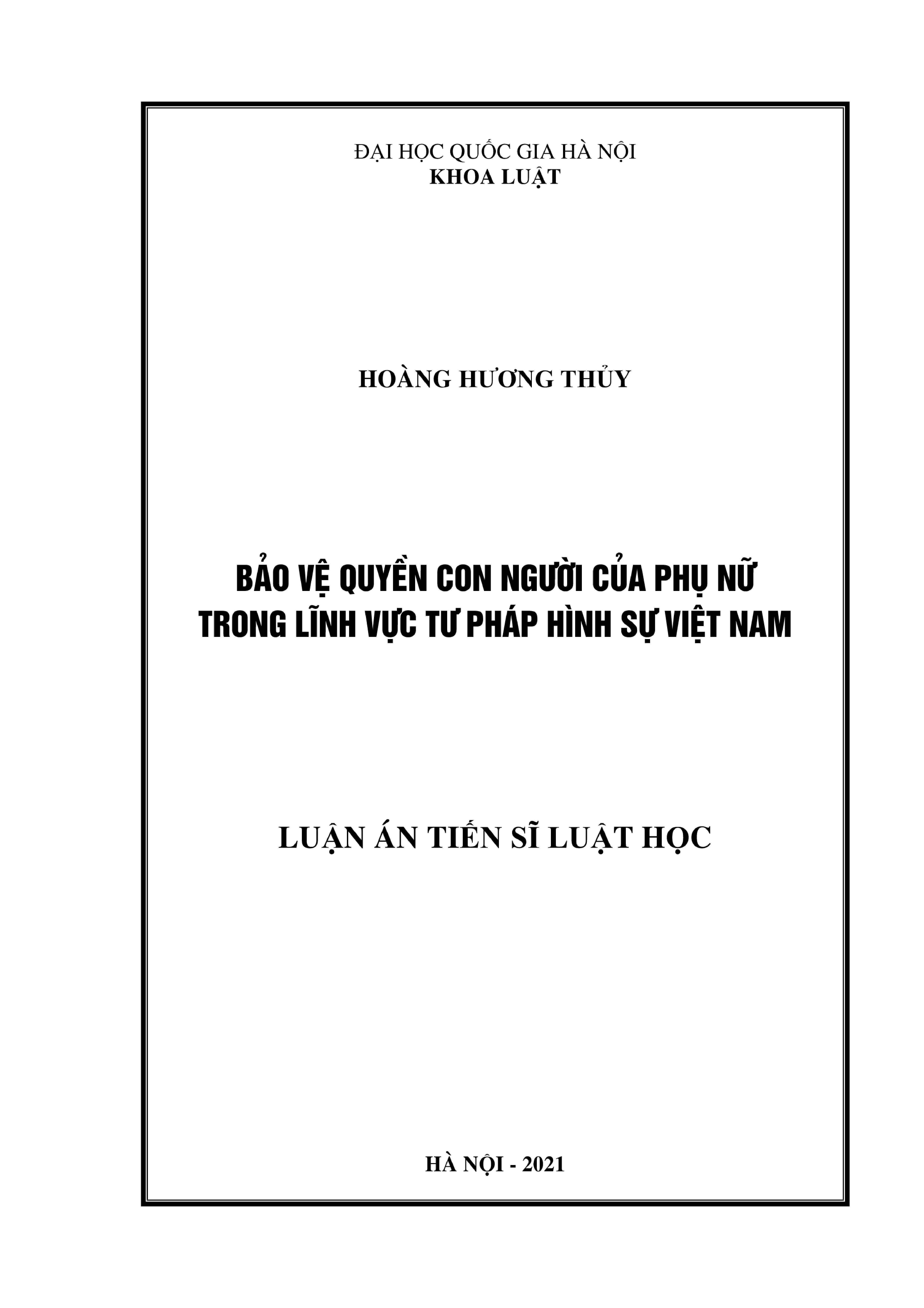 Bảo vệ quyền con người phụ nữ trong tư pháp hình sự Việt Nam