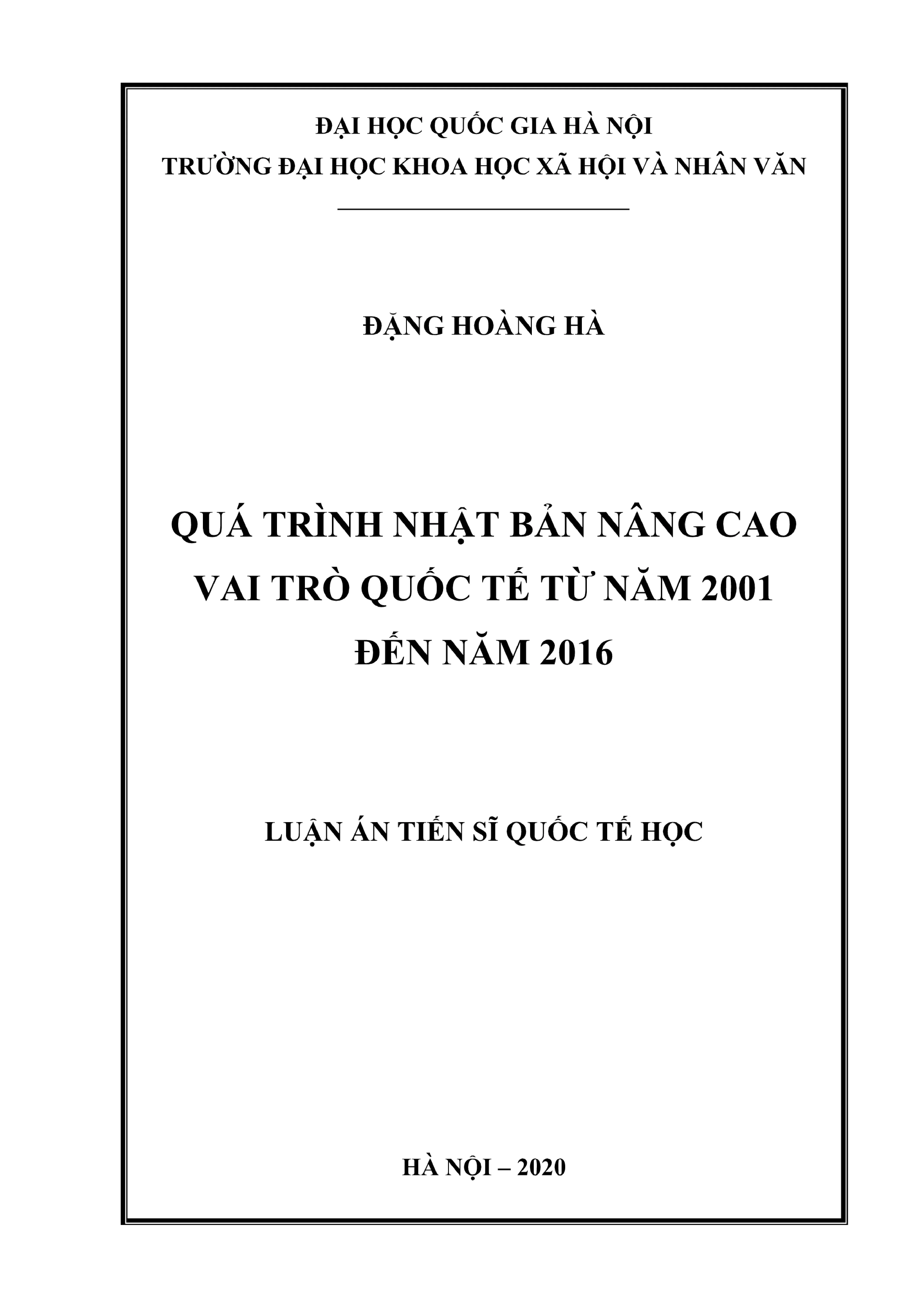 Nghiên cứu vai trò quốc tế Nhật Bản giai đoạn 2001-2016