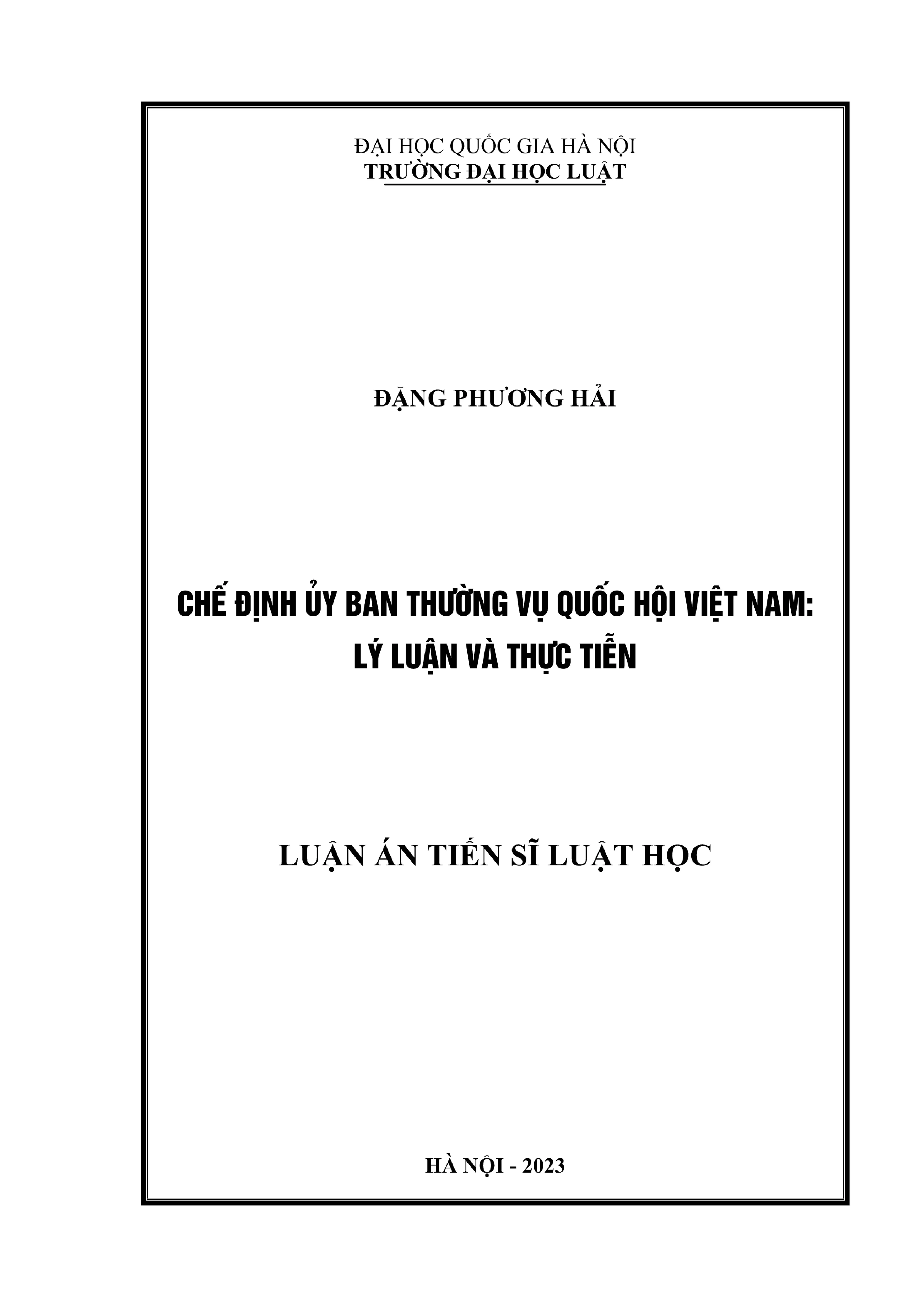 Luận án luật chế định Uỷ ban thường vụ Quốc hội