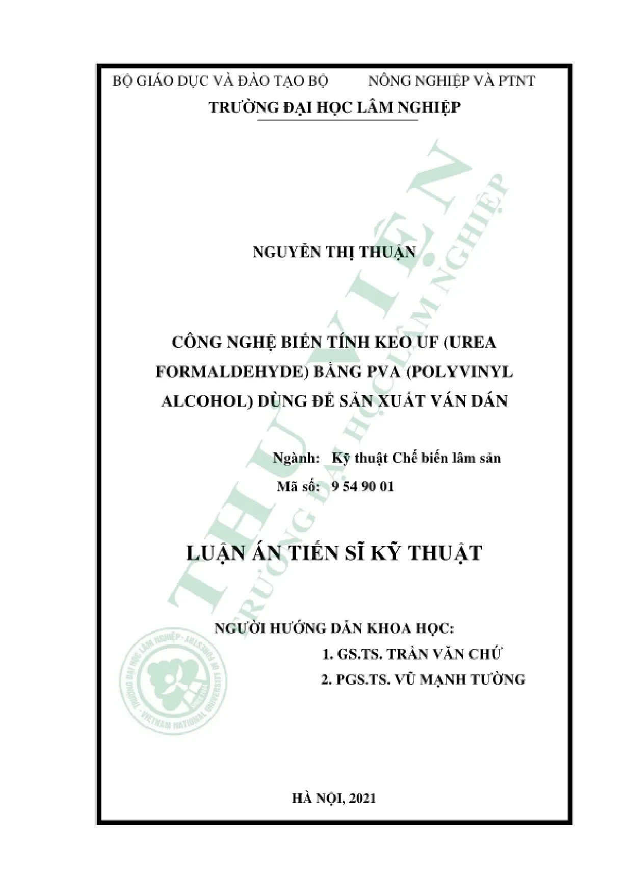 Biến tính keo UF bằng PVA cho ván dán
