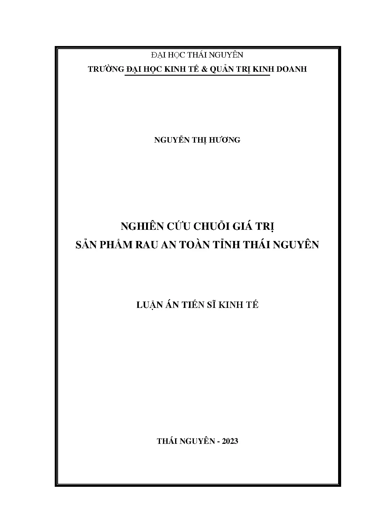 Nghiên cứu chuỗi giá trị sản phẩm rau an toàn Thái Nguyên
