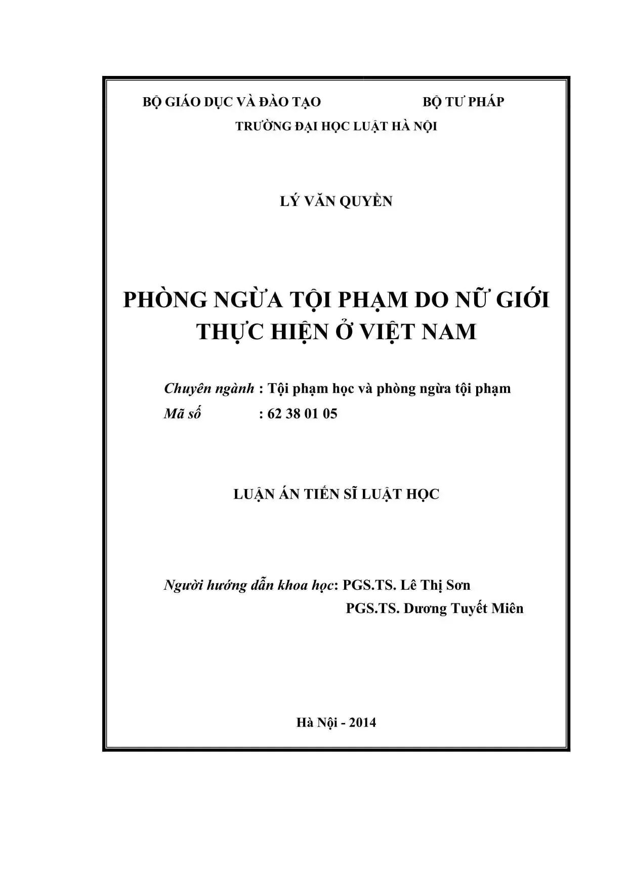 Phòng ngừa tội phạm do nữ giới thực hiện ở Việt Nam