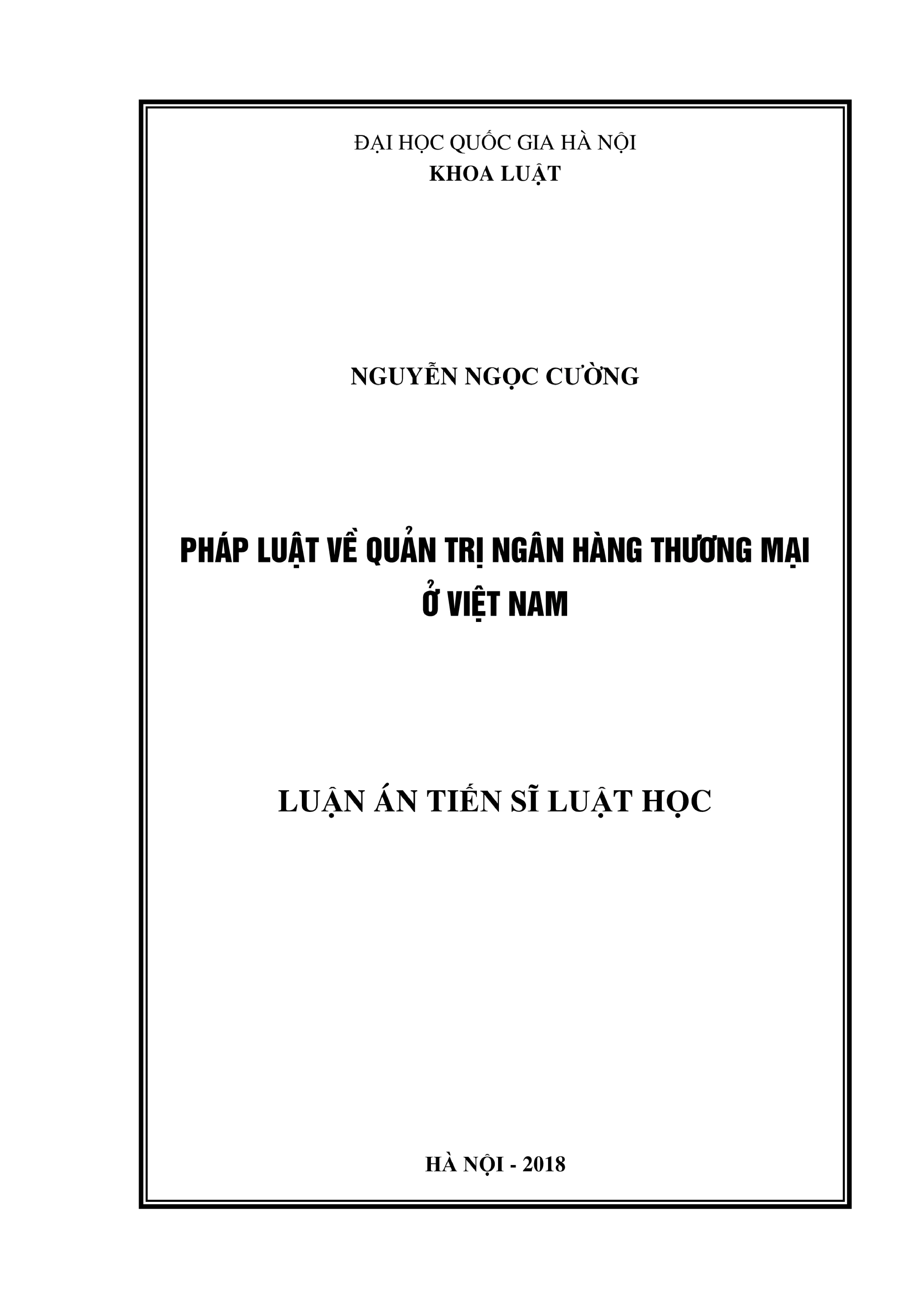 Pháp luật quản trị ngân hàng TM ở Việt Nam