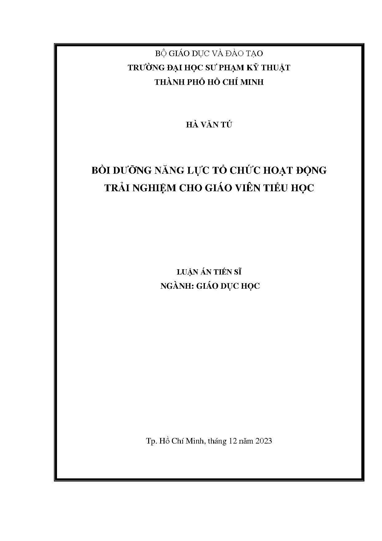Bồi dưỡng năng lực tổ chức hoạt động trải nghiệm cho giáo viên tiểu học