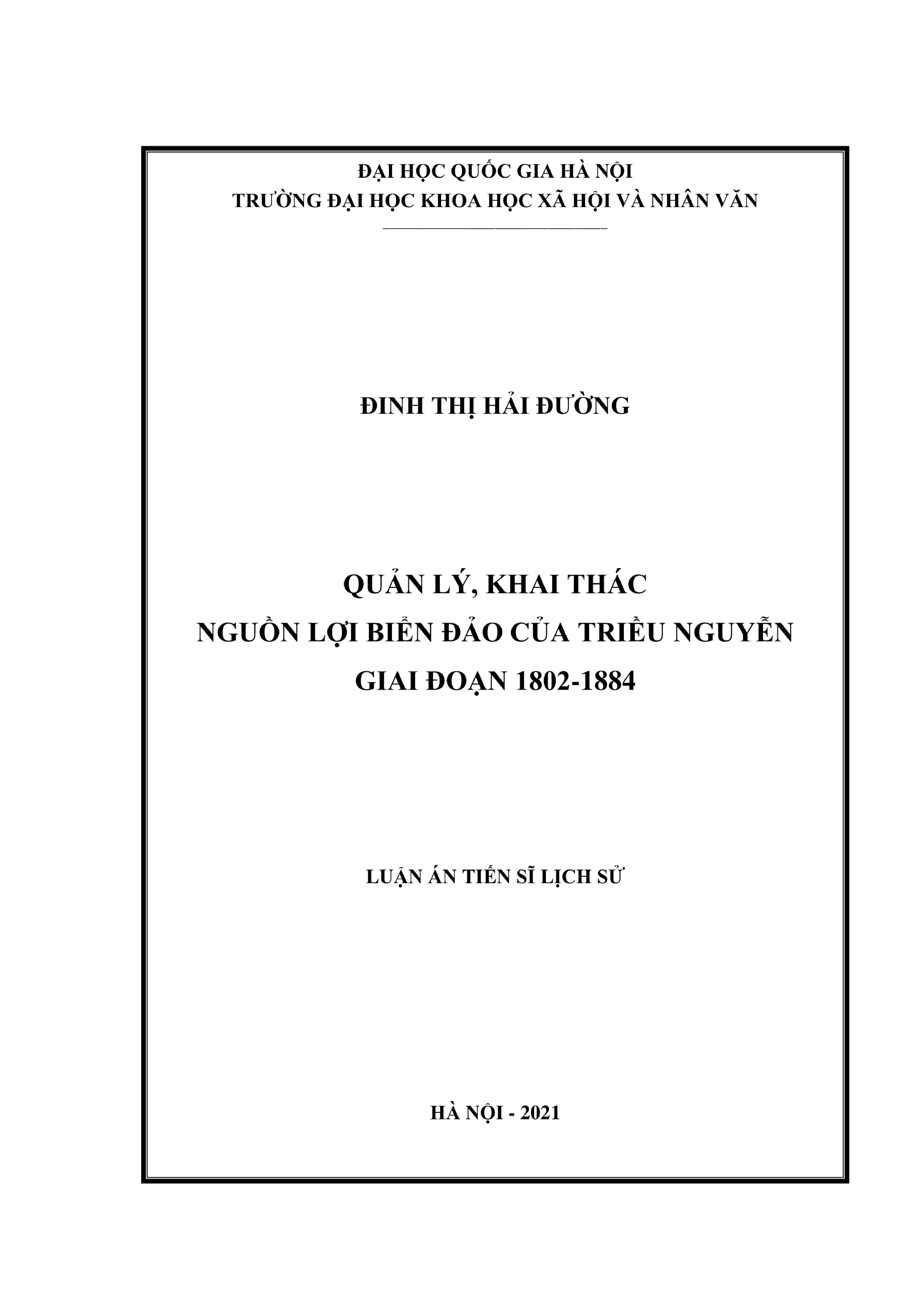 Quản lý, khai thác nguồn lợi biển đảo Triều Nguyễn (1802-1884)