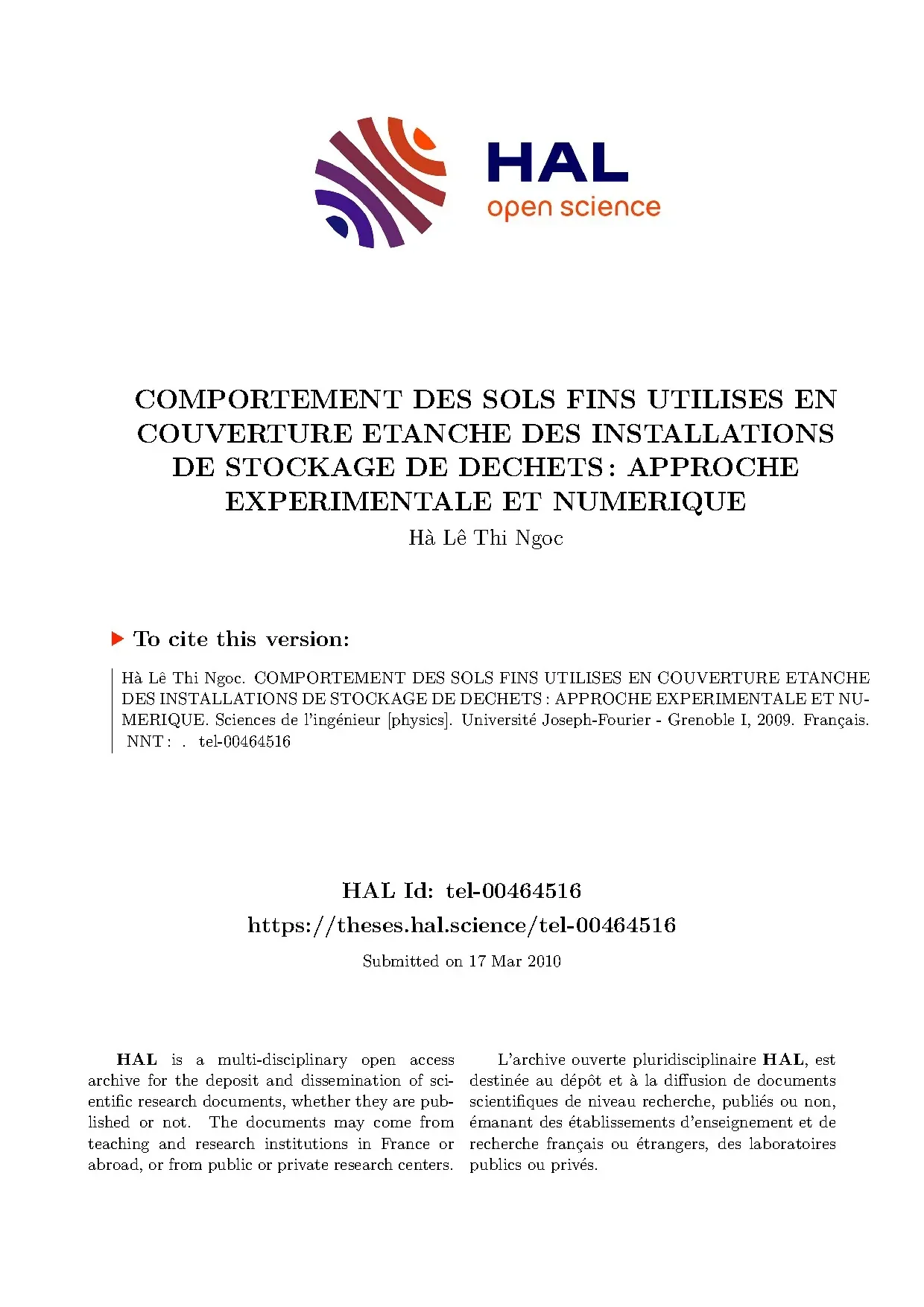 Comportement des sols fins en couverture étanche